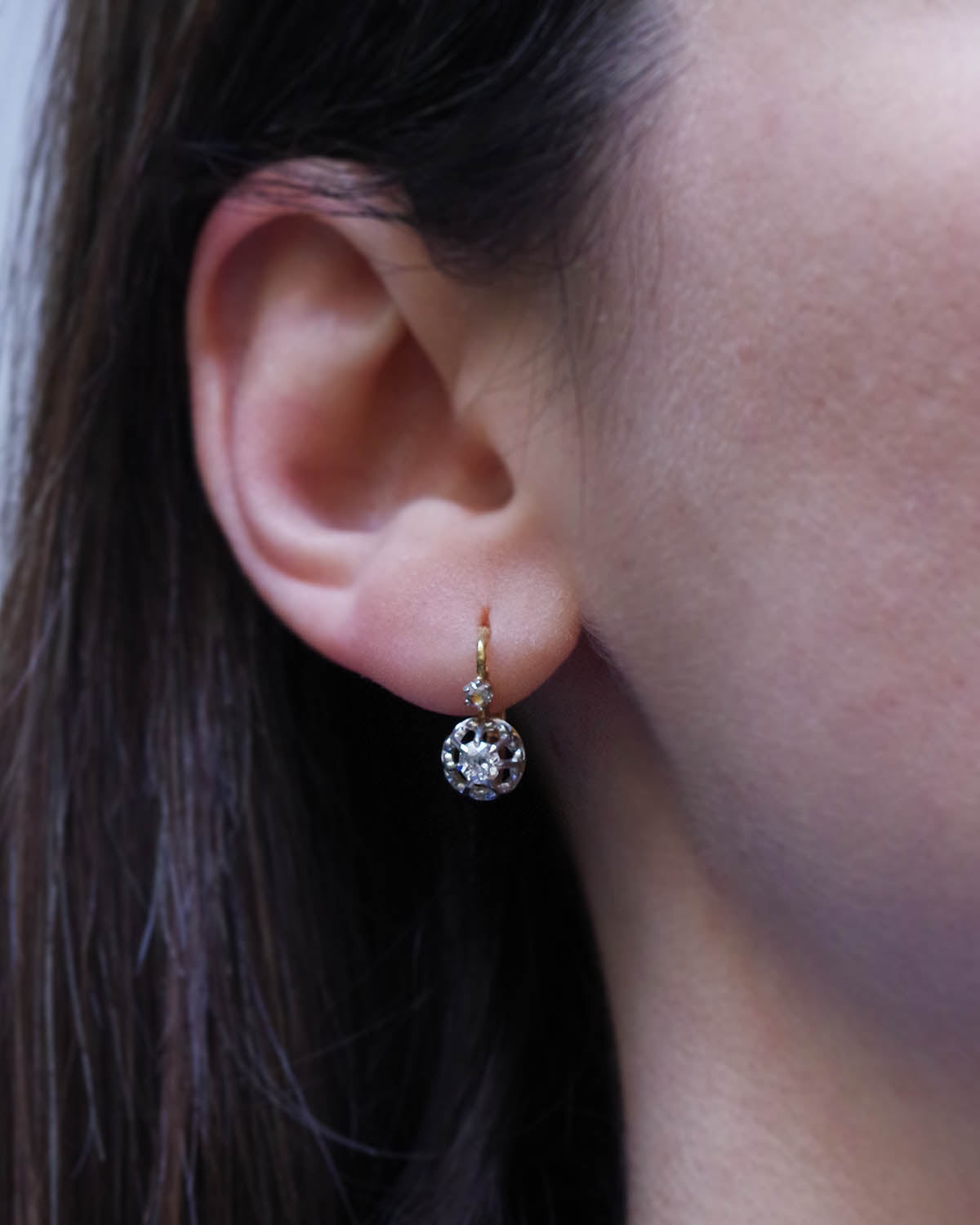 Edwardian diamond earrings in gold