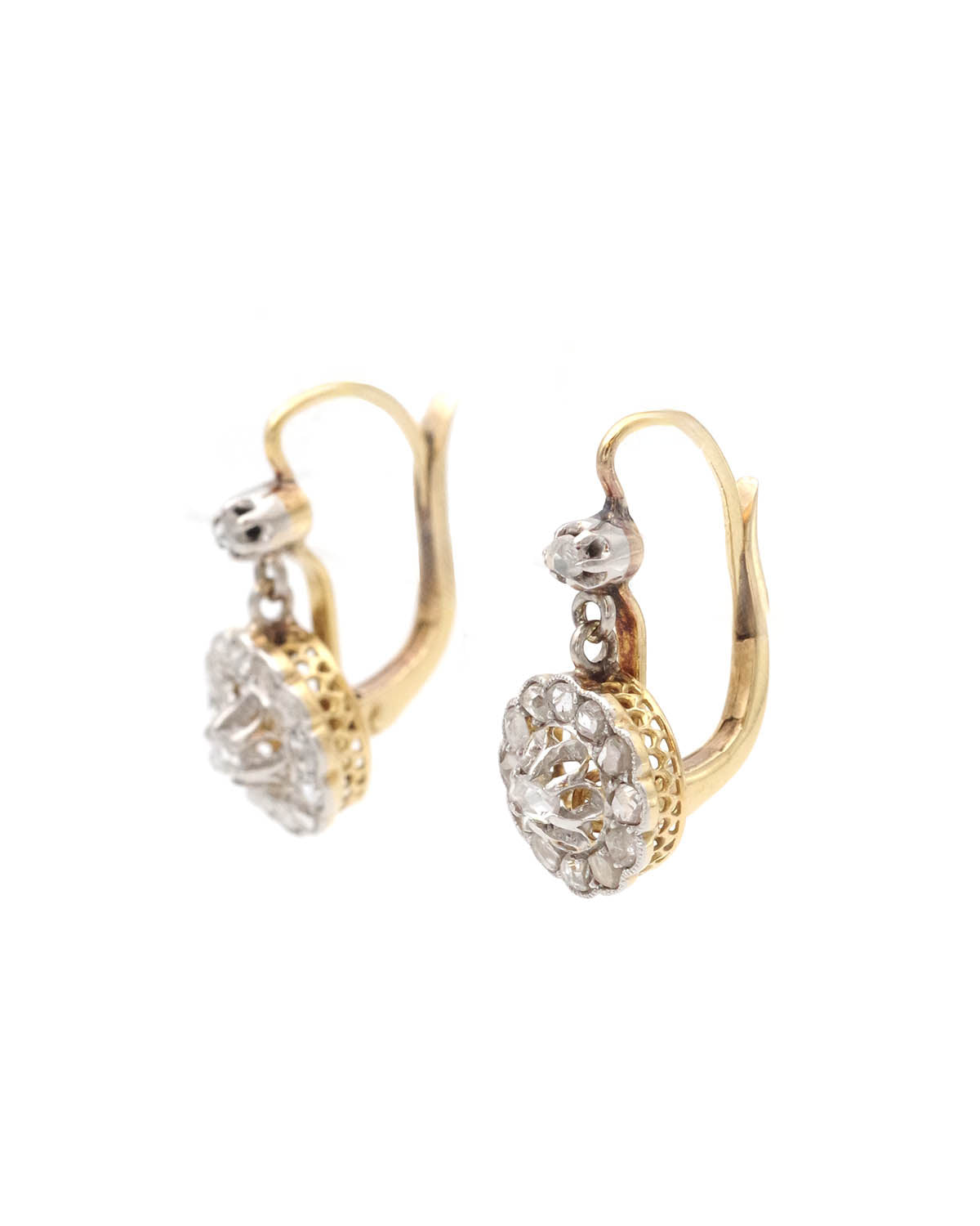 Edwardian cluster diamond earrings