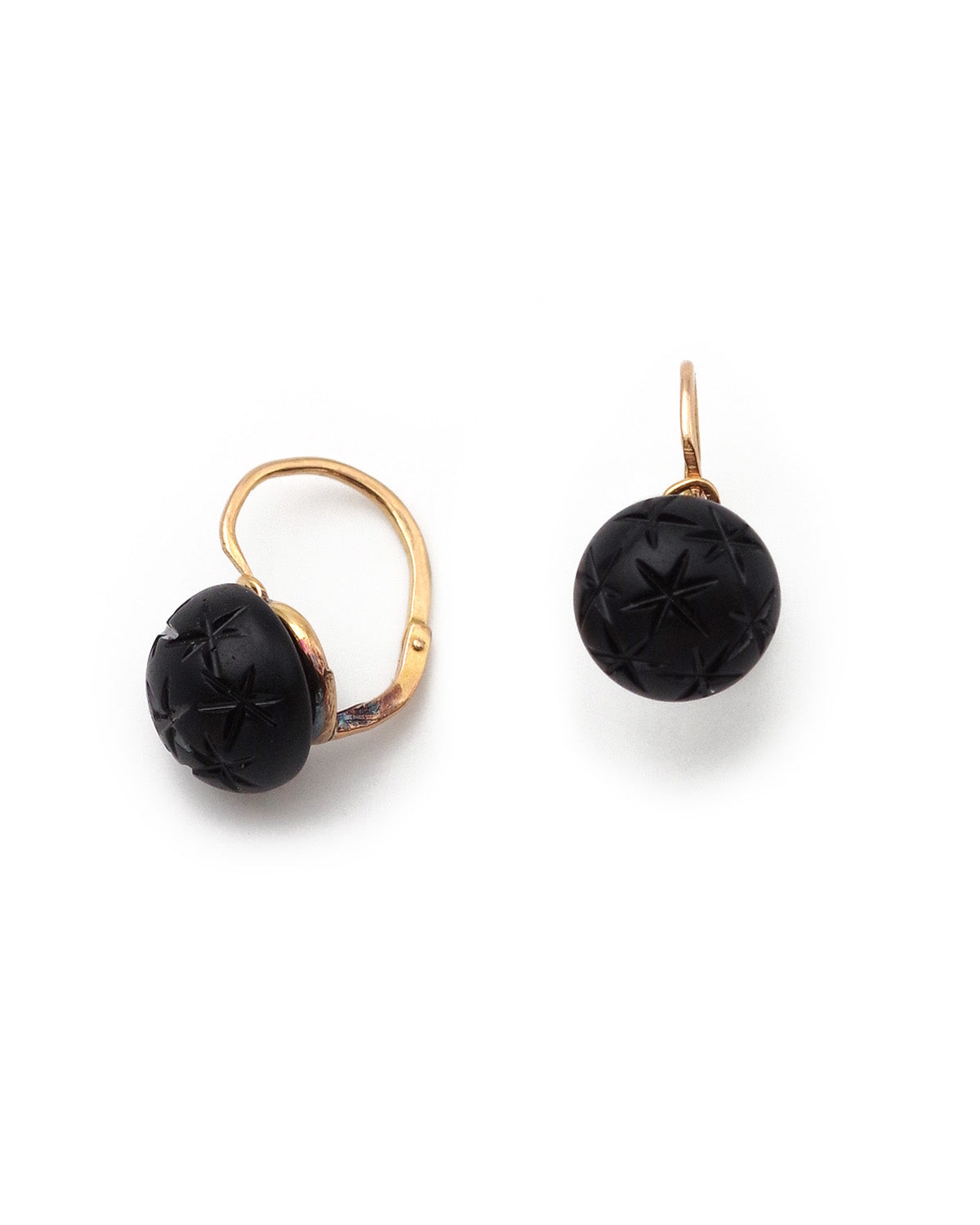boucles d'oreille jais anciennes en or