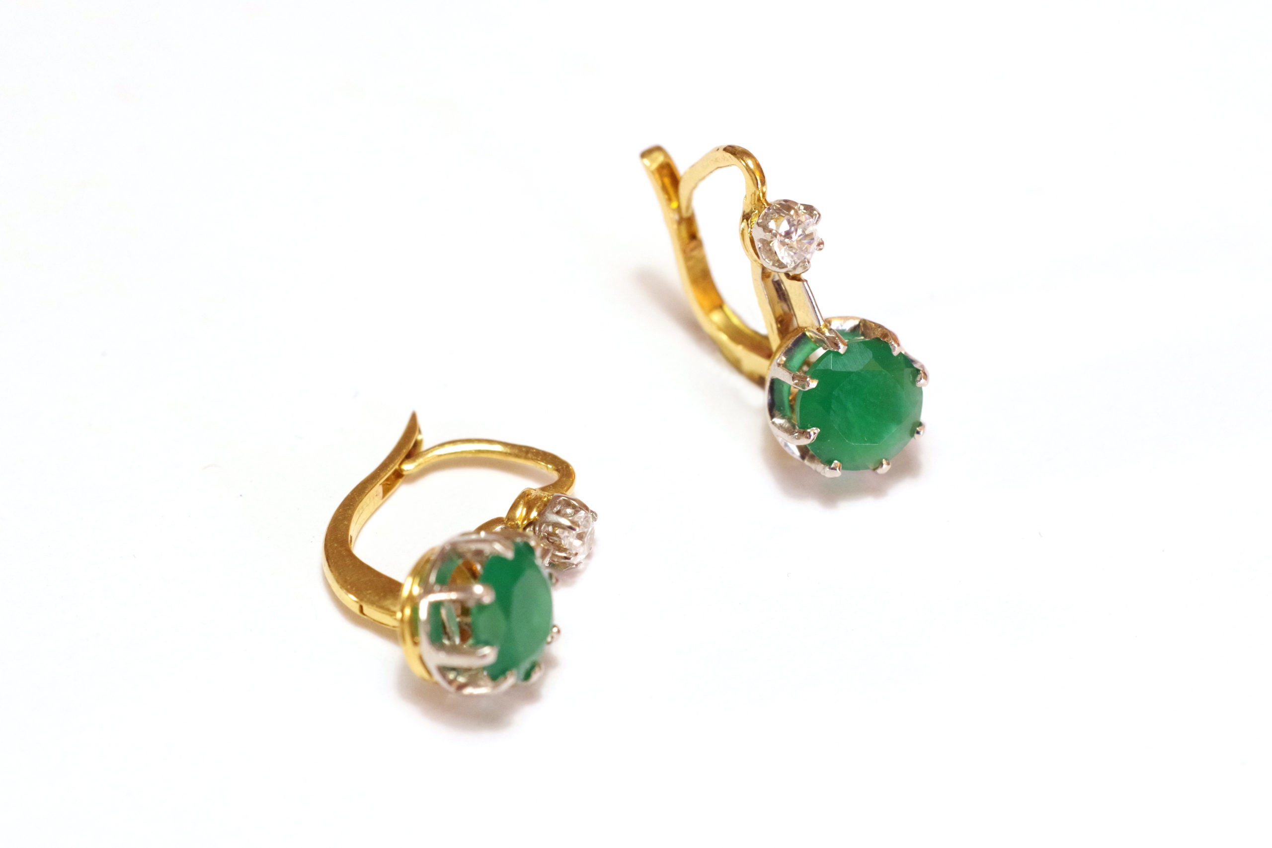 dormeuses or et chrysoprase seconde main