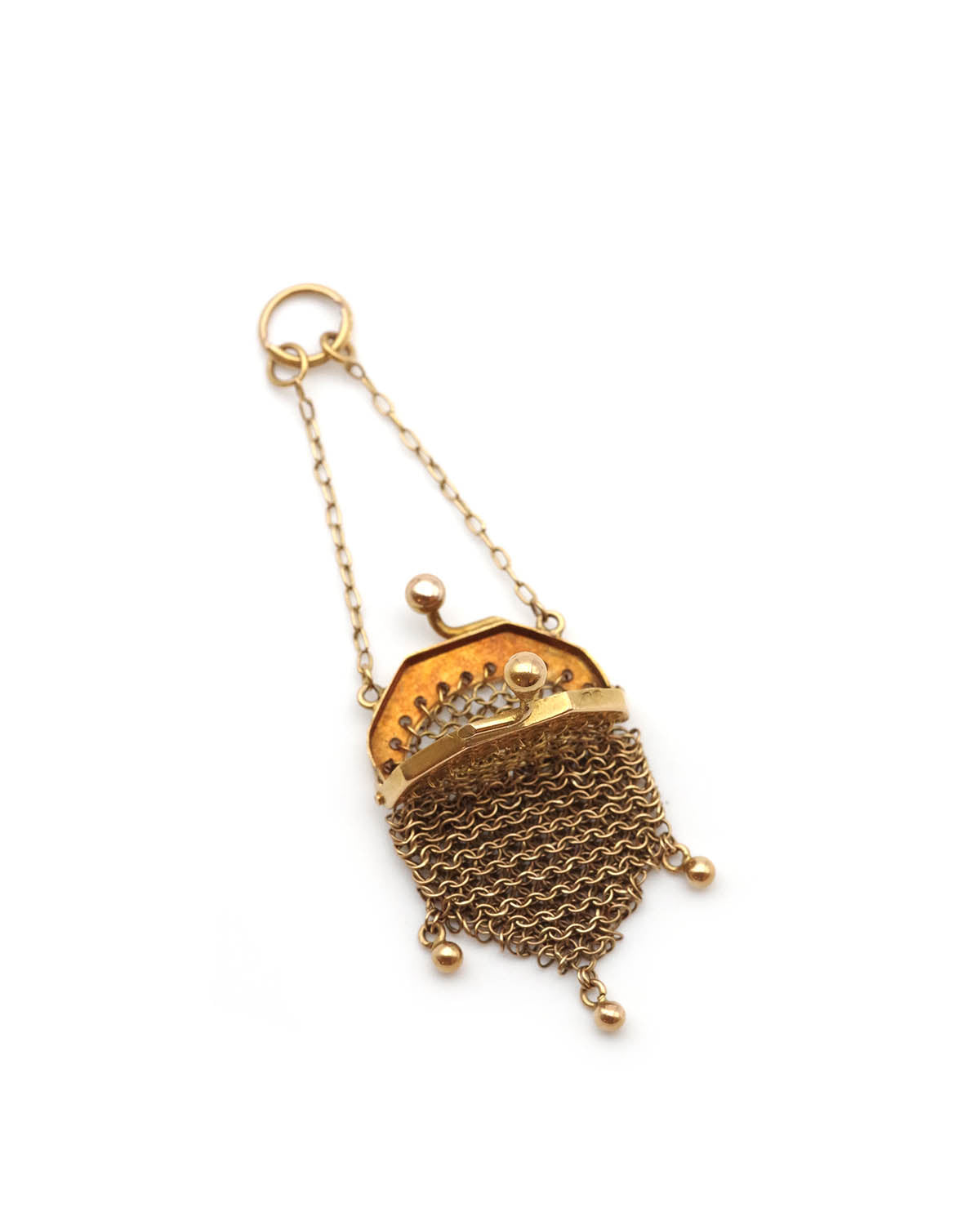 Victorian mesh gold purse pendant