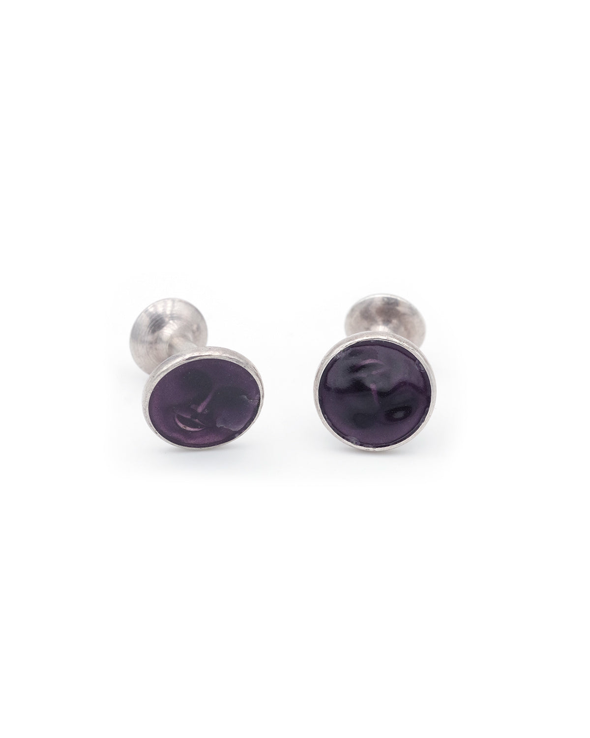 Boutons De Manchette Vintage Argenté Et Marron - Style Edwardian, Sans Marque