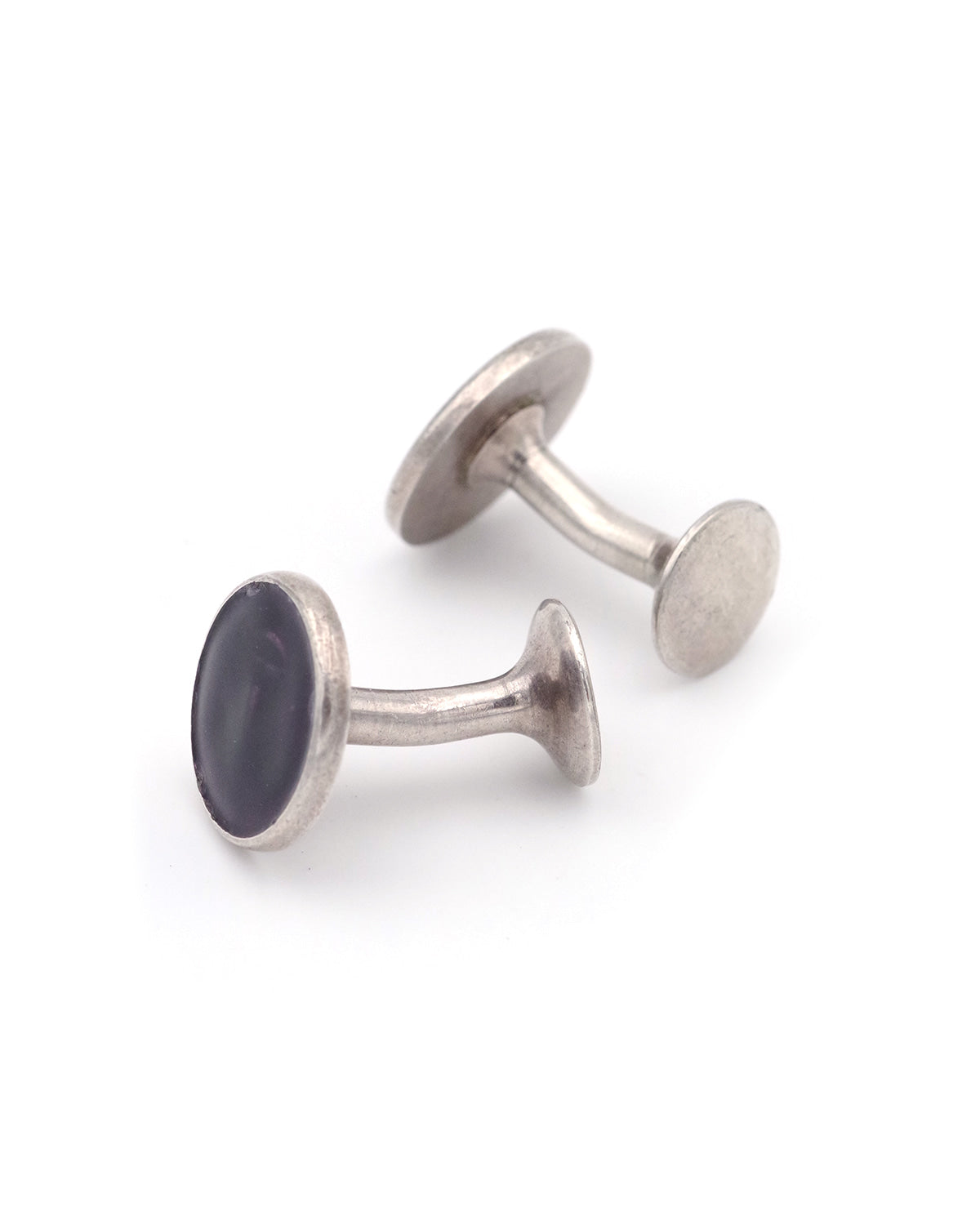 Antique moon face enamel purple cufflinks