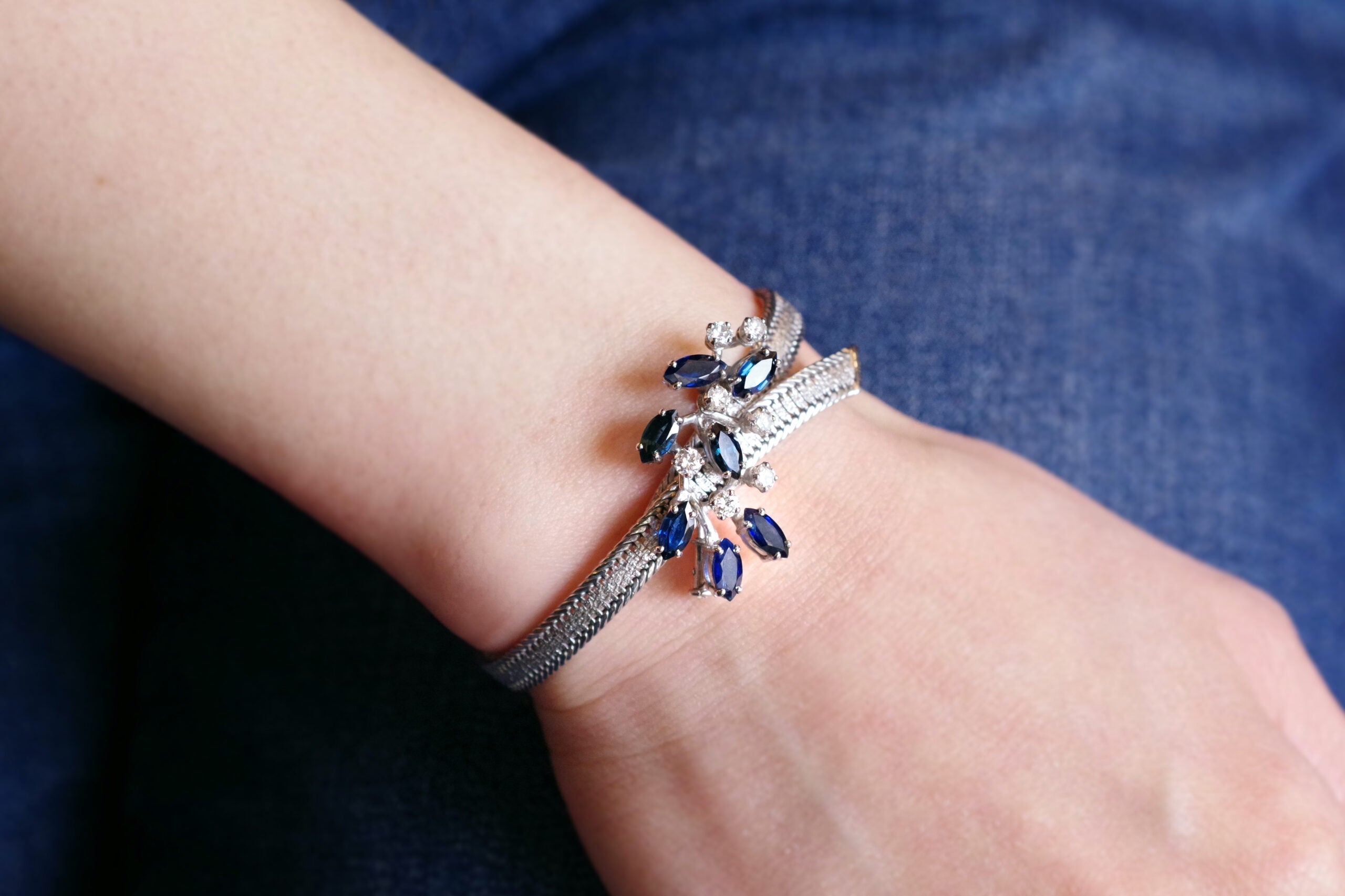 bracelet broche modulable saphirs or 18k