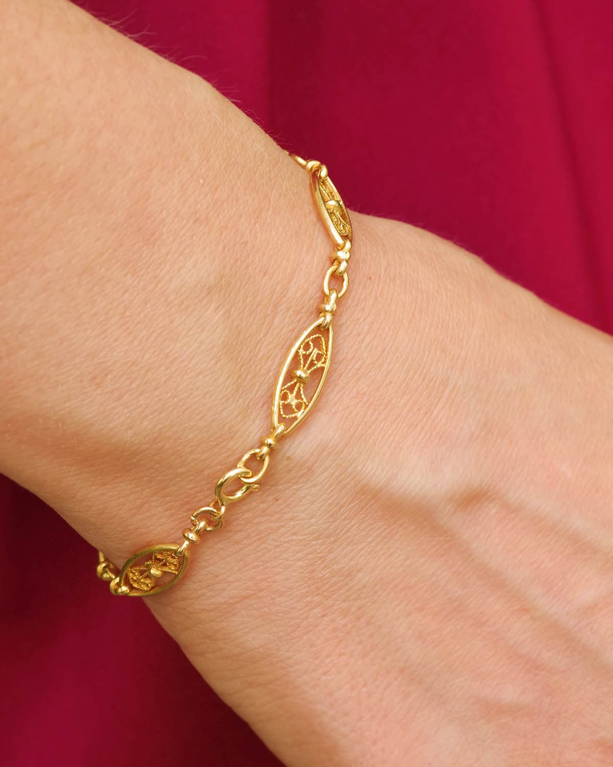bracelet ancien maille filigrane en or