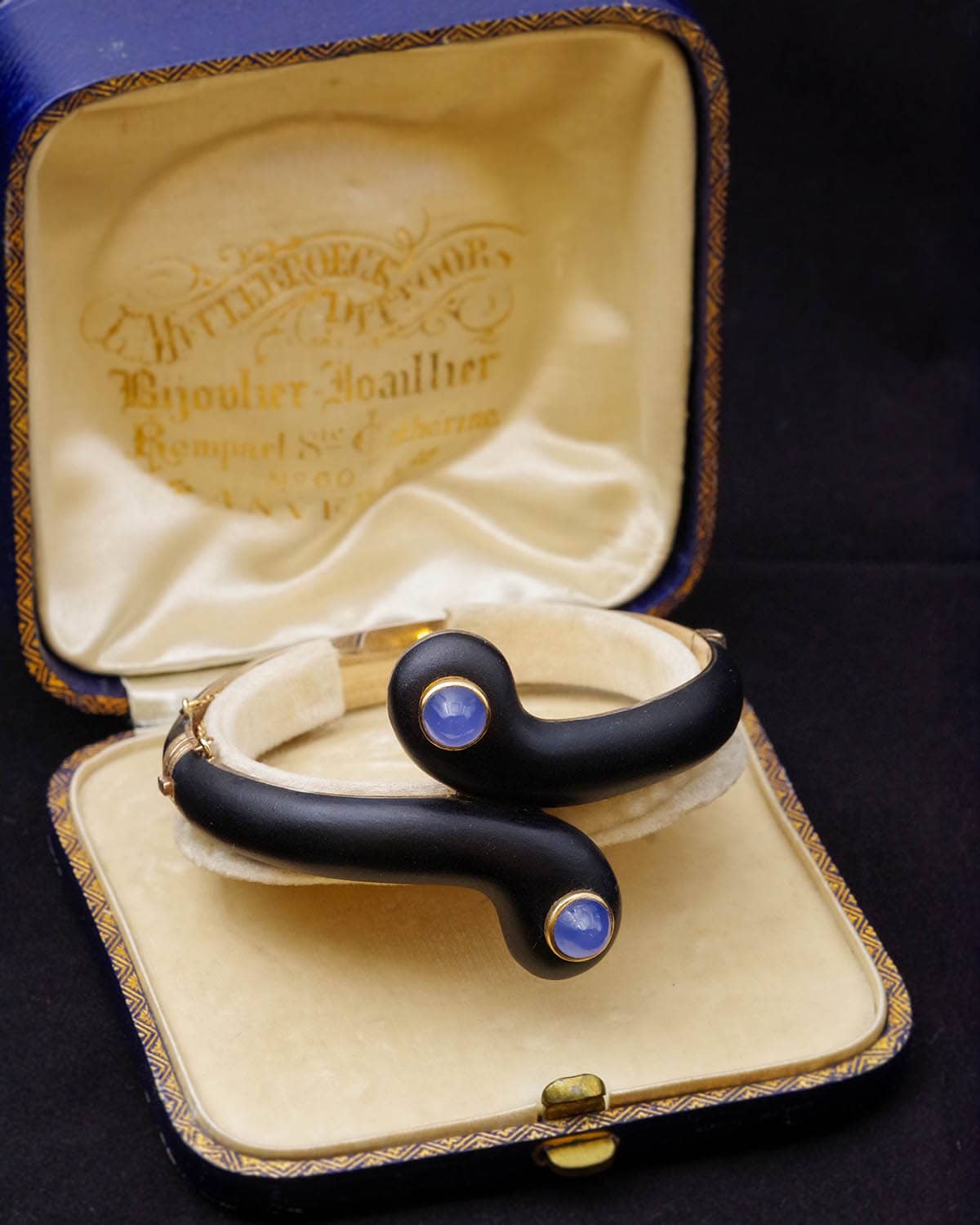 Edwardian black enamel bangle bracelet