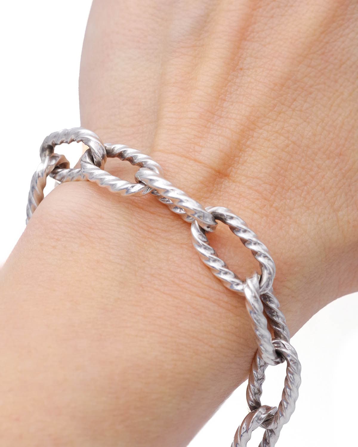 Bracelet torsade style hermès en argent