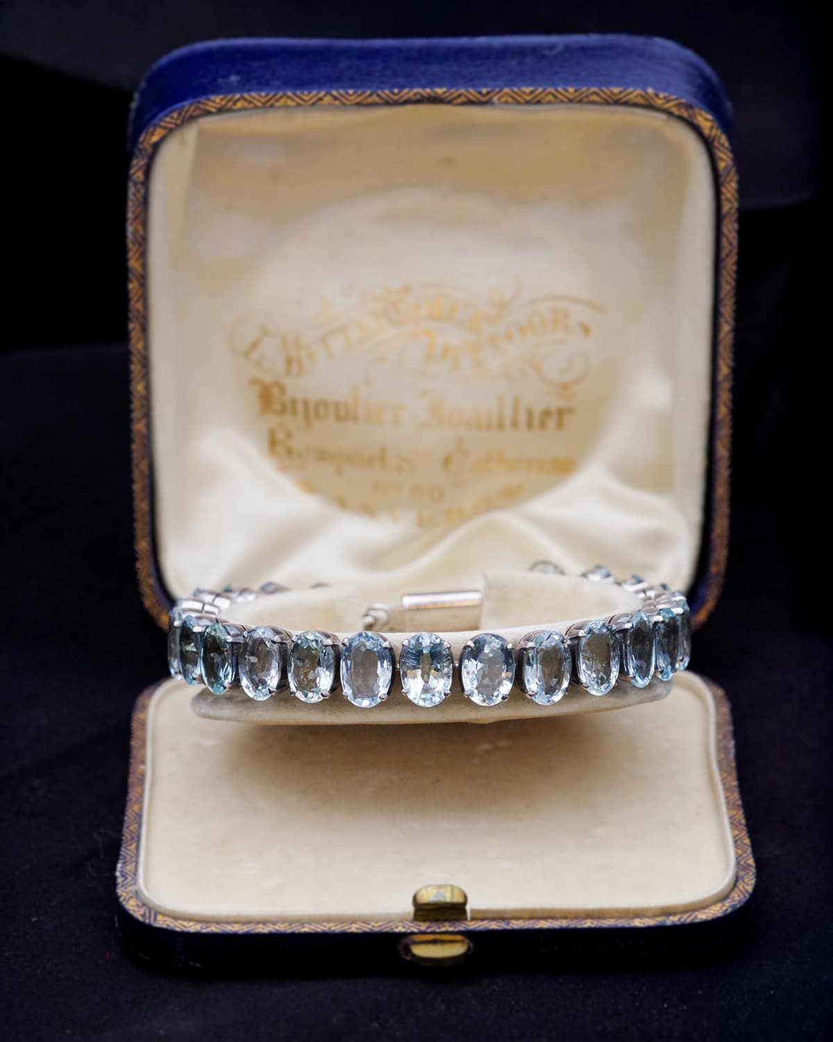 Aquamarine riviere bracelet in silver