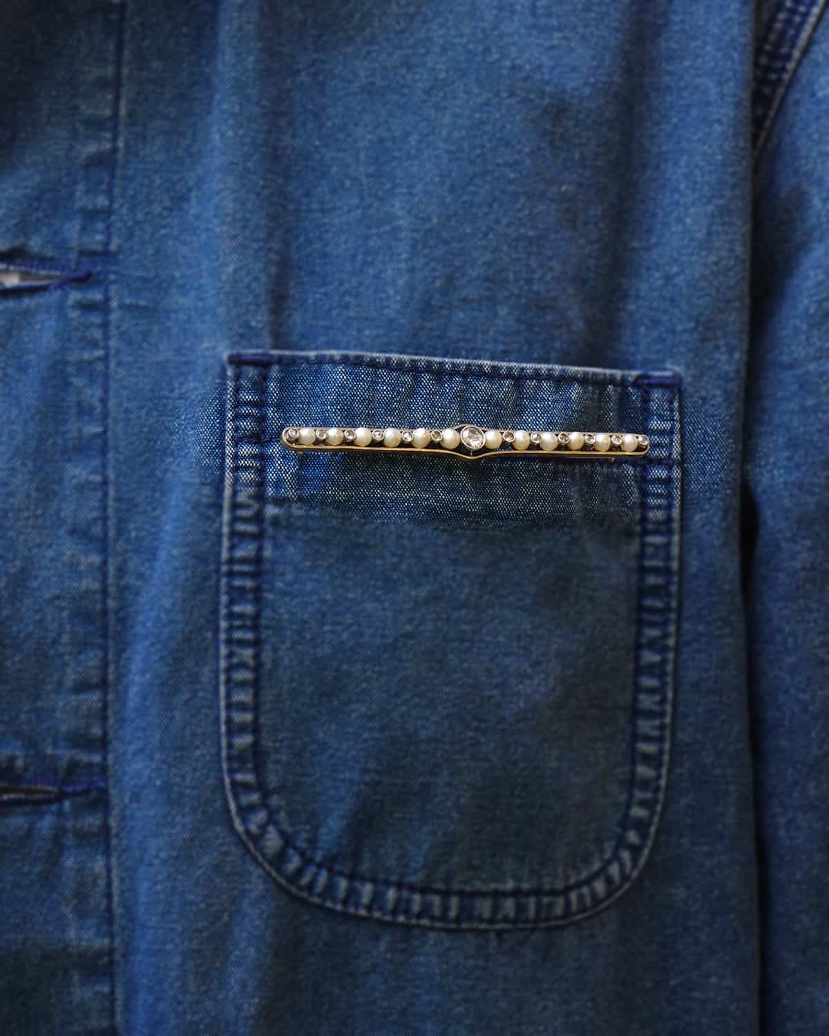 Grande broche barrette en or et diamant