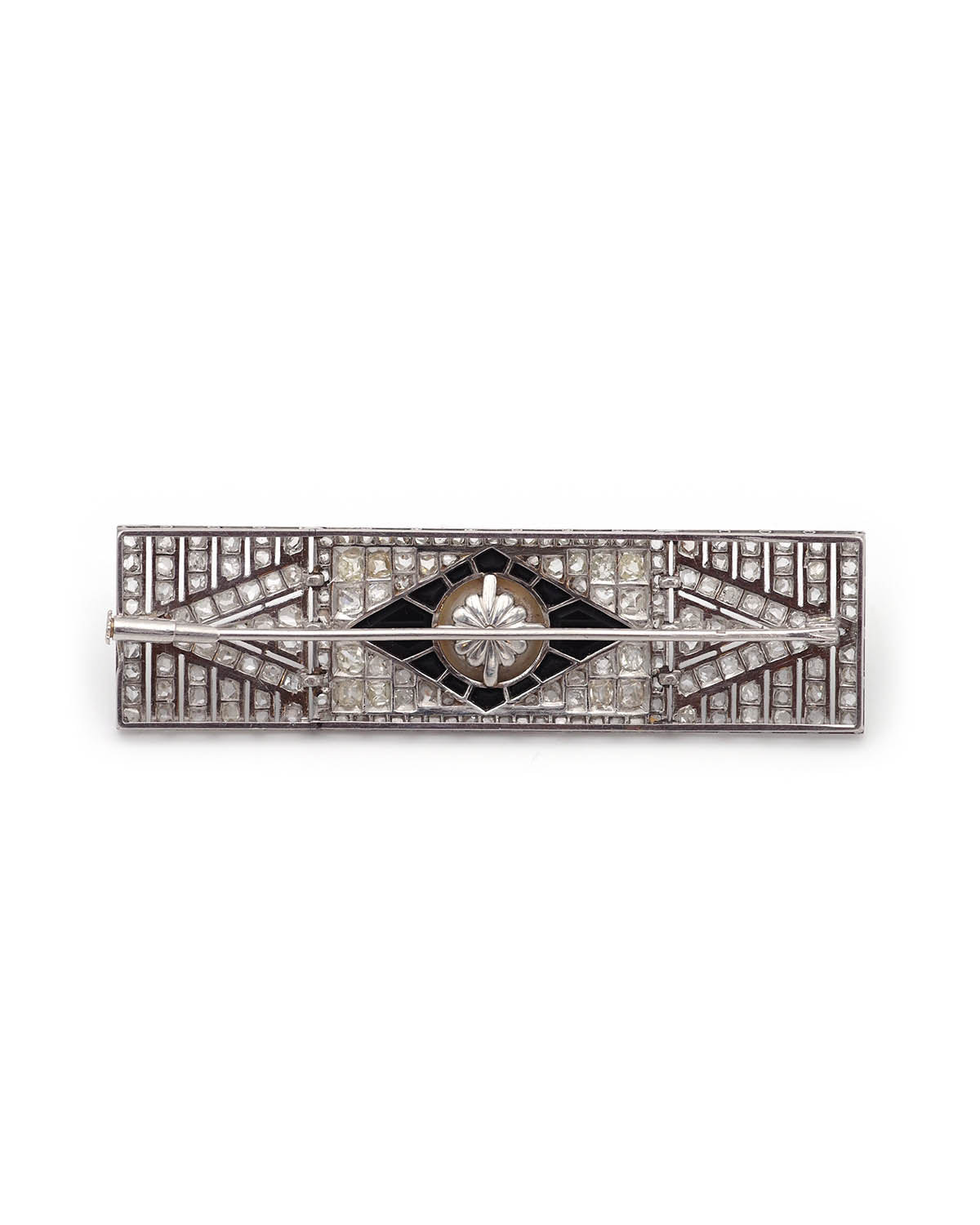 Rectangular shape pearl brooch