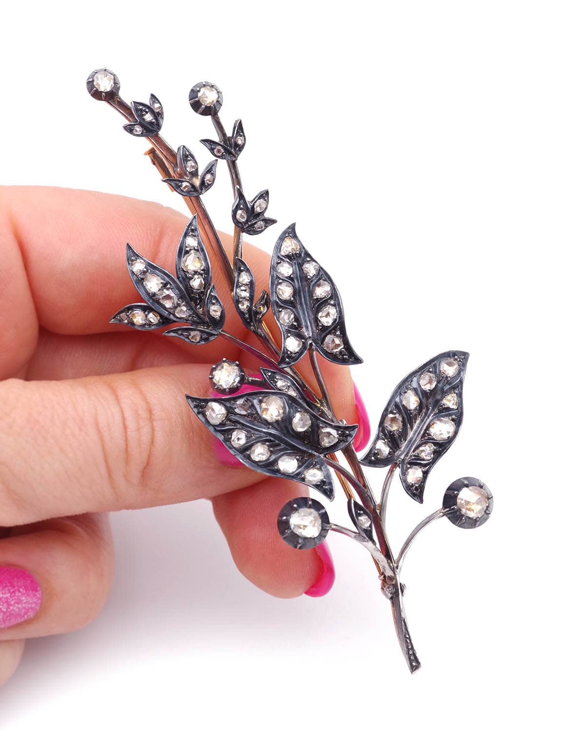 Antique diamond branch brooch