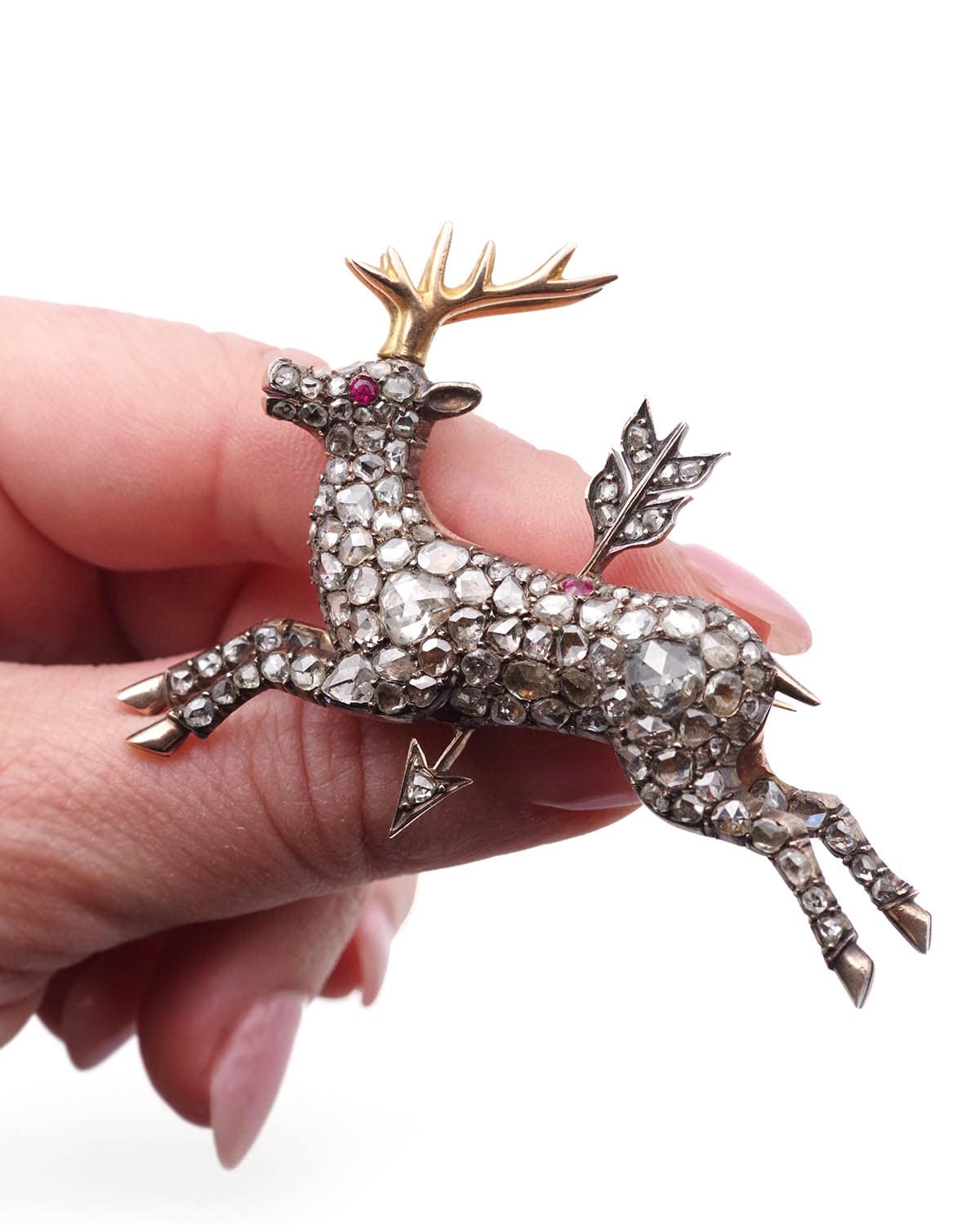 Victorian diamond ruby brooch