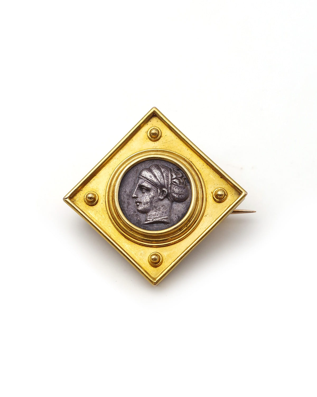 Broche drachme ancienne en or