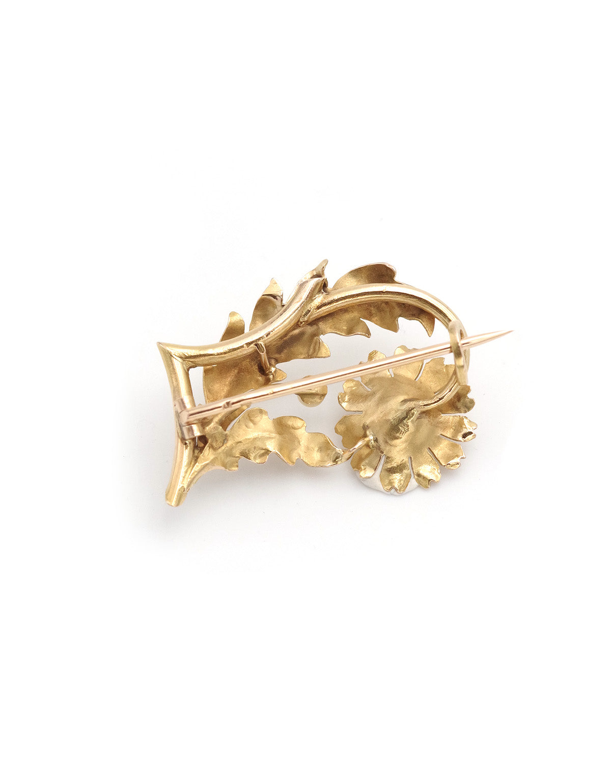dandelion flower gold brooch
