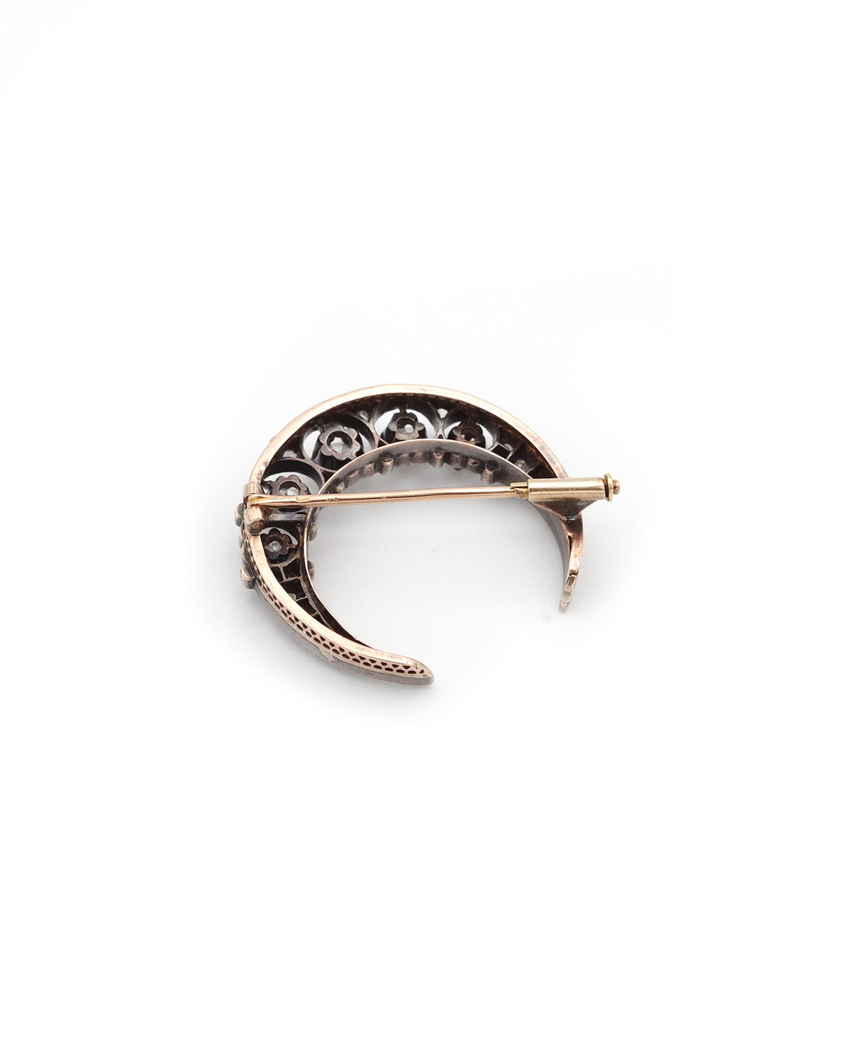 Broche diamants croissant de lune
