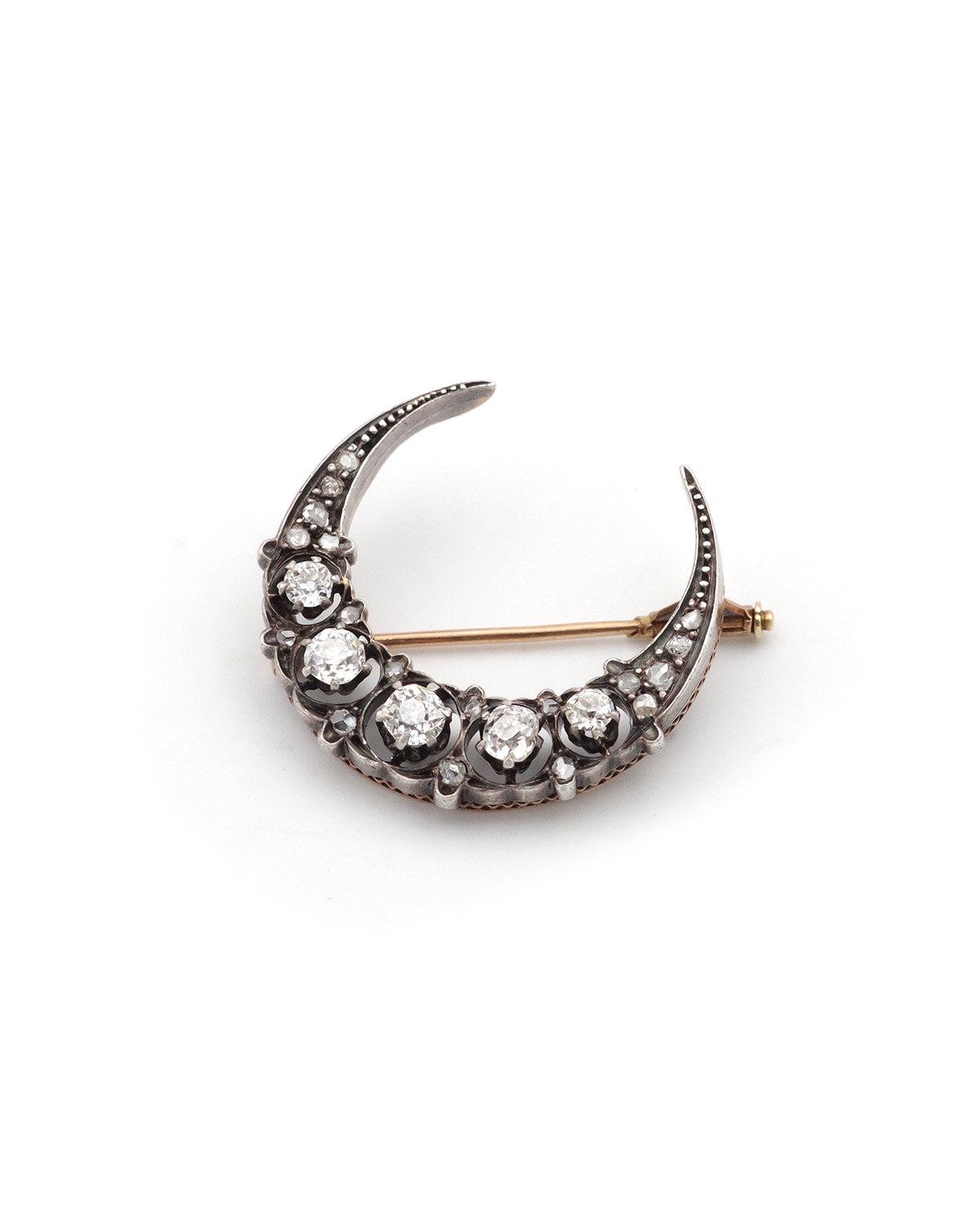 Diamond crescent moon brooch