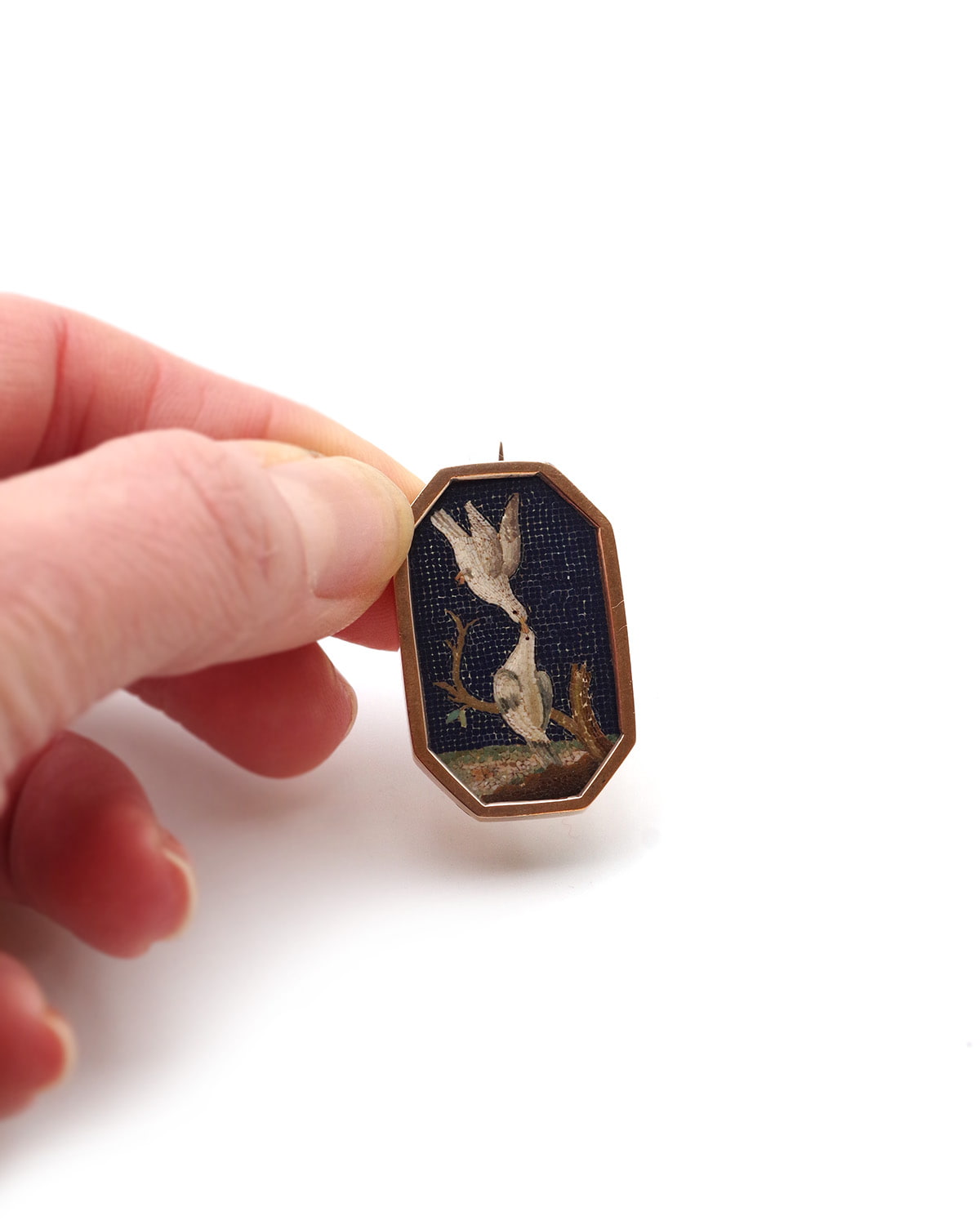 Antique dove micro mosaic brooch