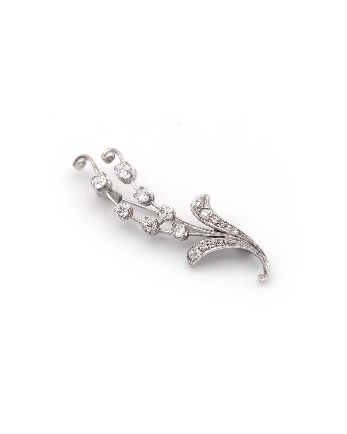Retro lily of the valley brooch with diamonds