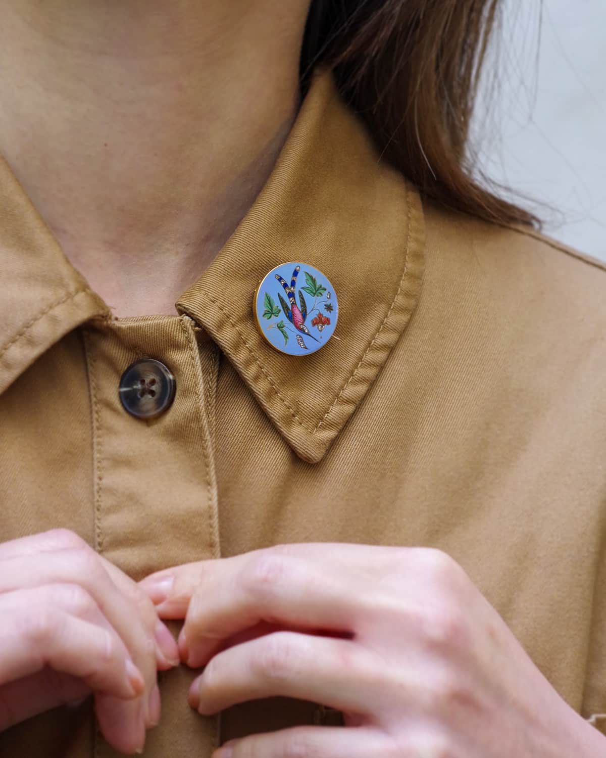 victorian enamel diamond brooch