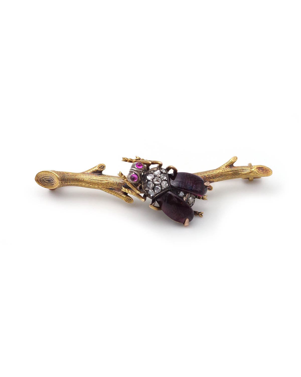 Broche scarabée grenats diamants