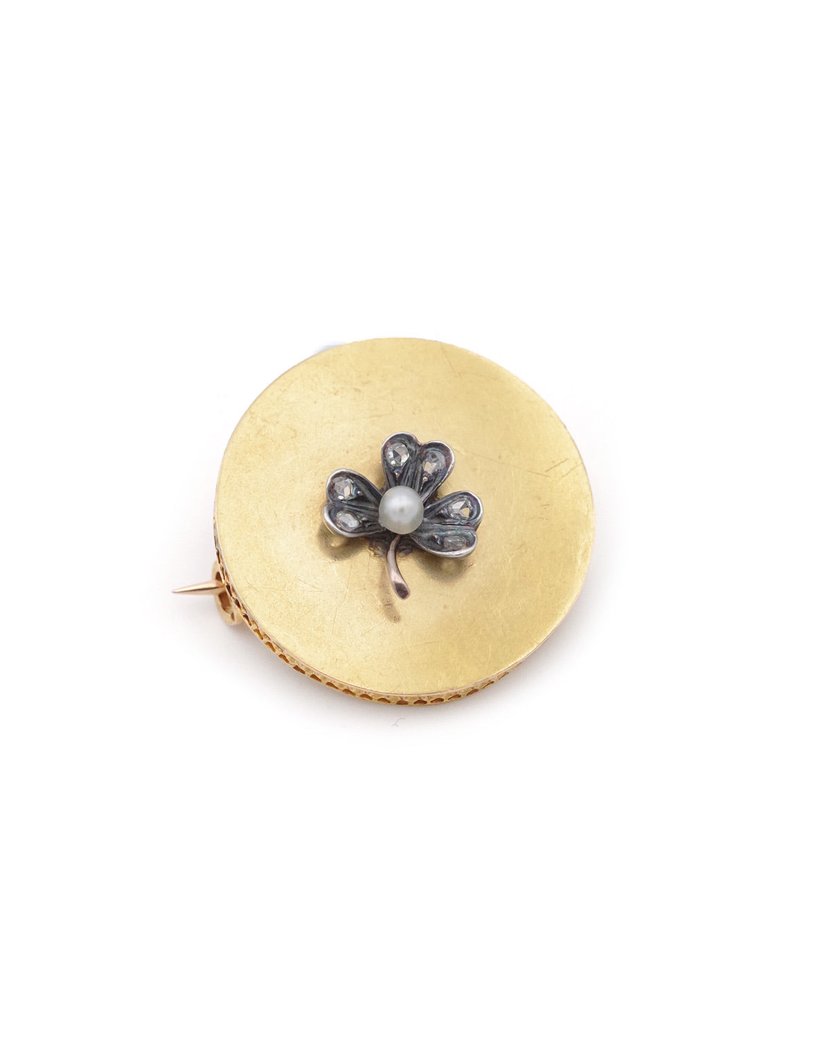 broche trefle en or