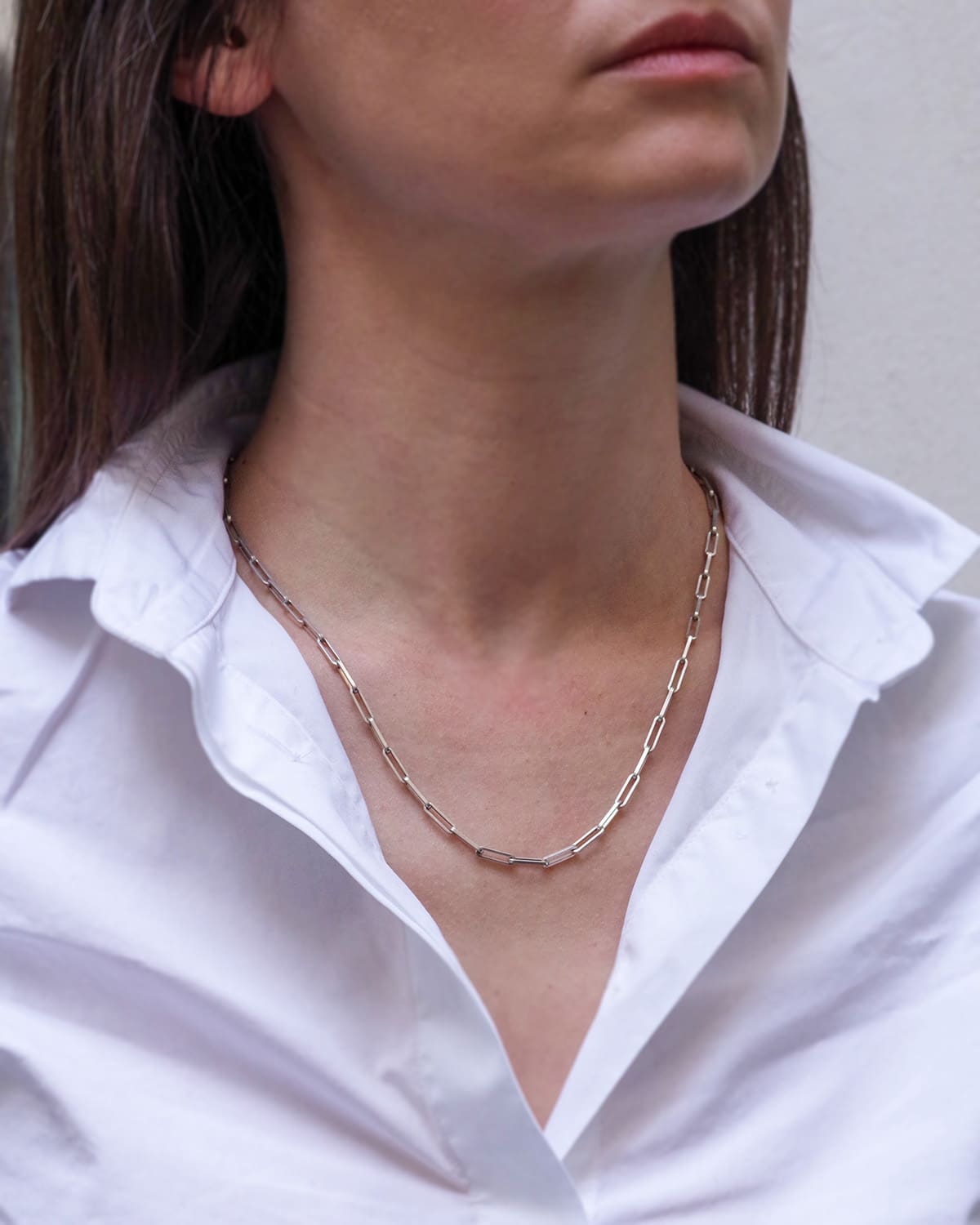 silver paper clip chain