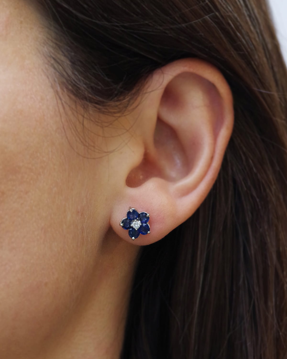 boucles oreille fleur diamants et saphirs