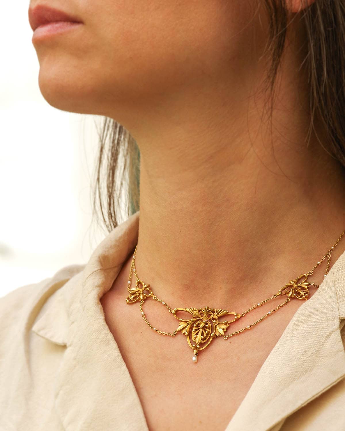Collier Art nouveau ancien en or