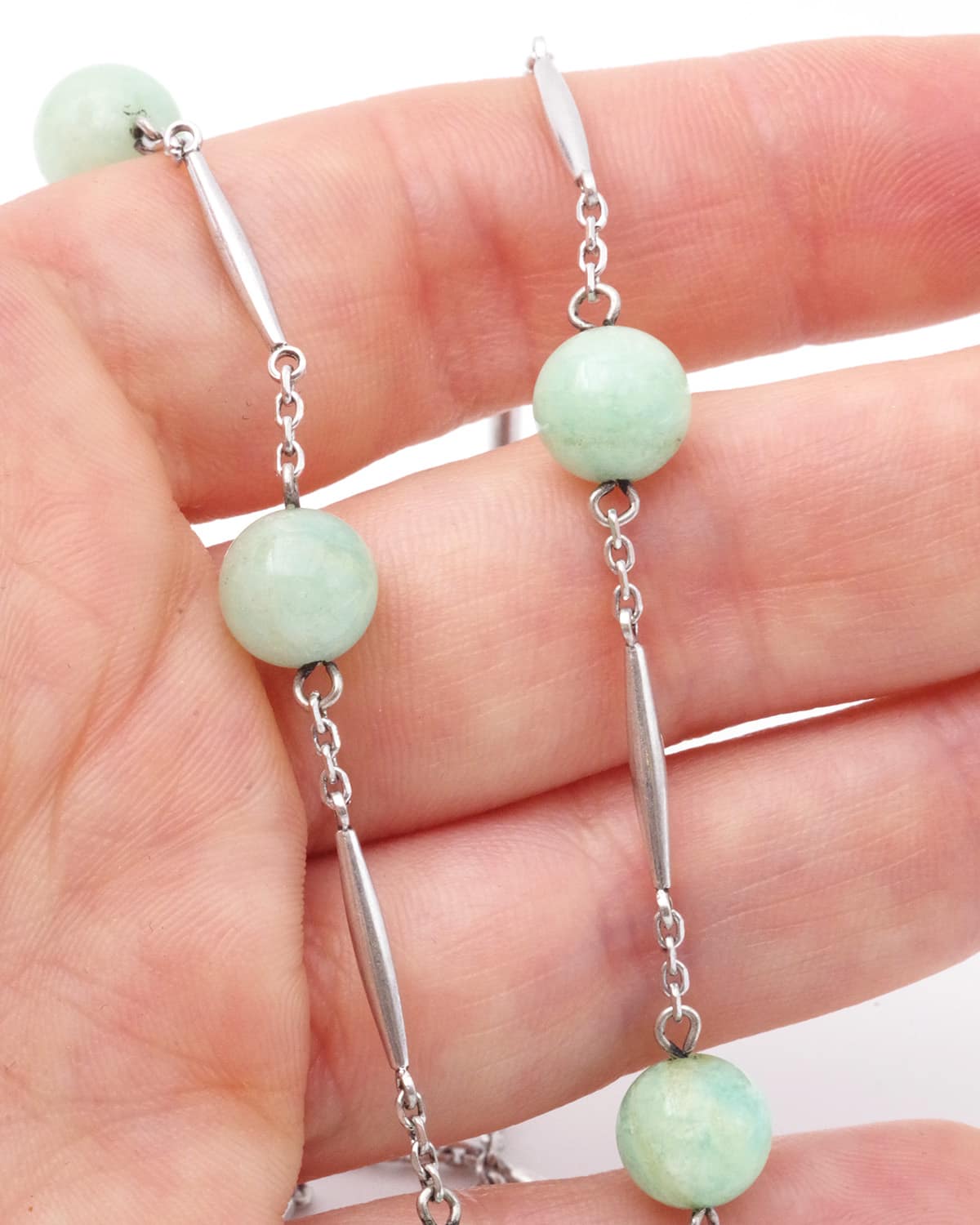 collier baton en argent et perle amazonite