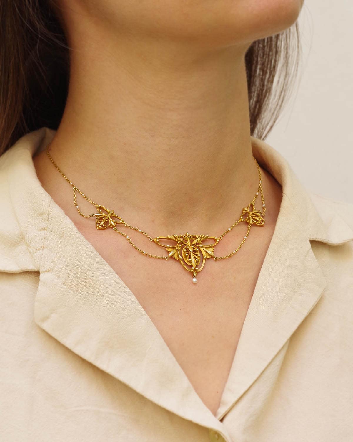 Edwardian pearl art nouveau necklace