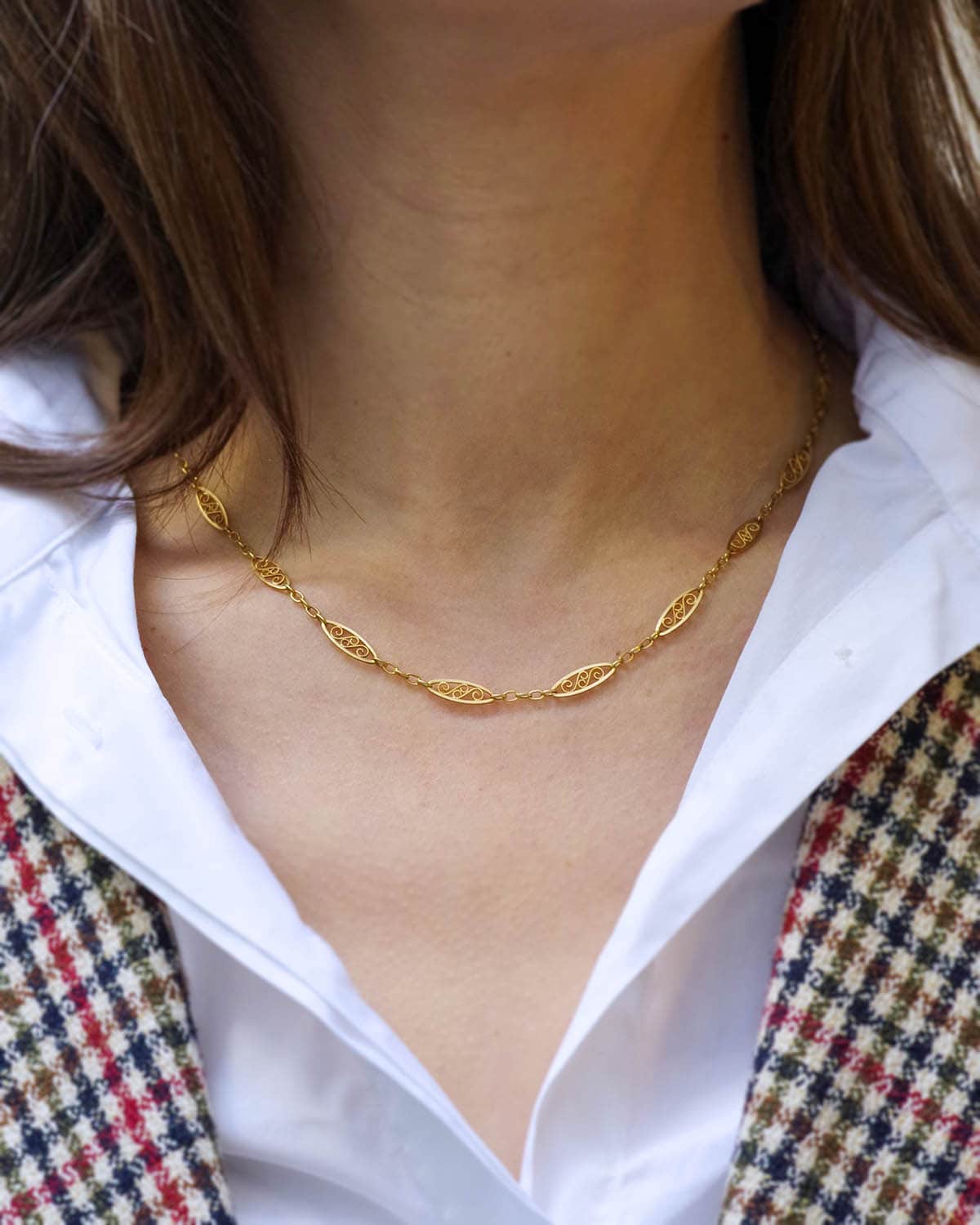 Antique gold filigree necklace