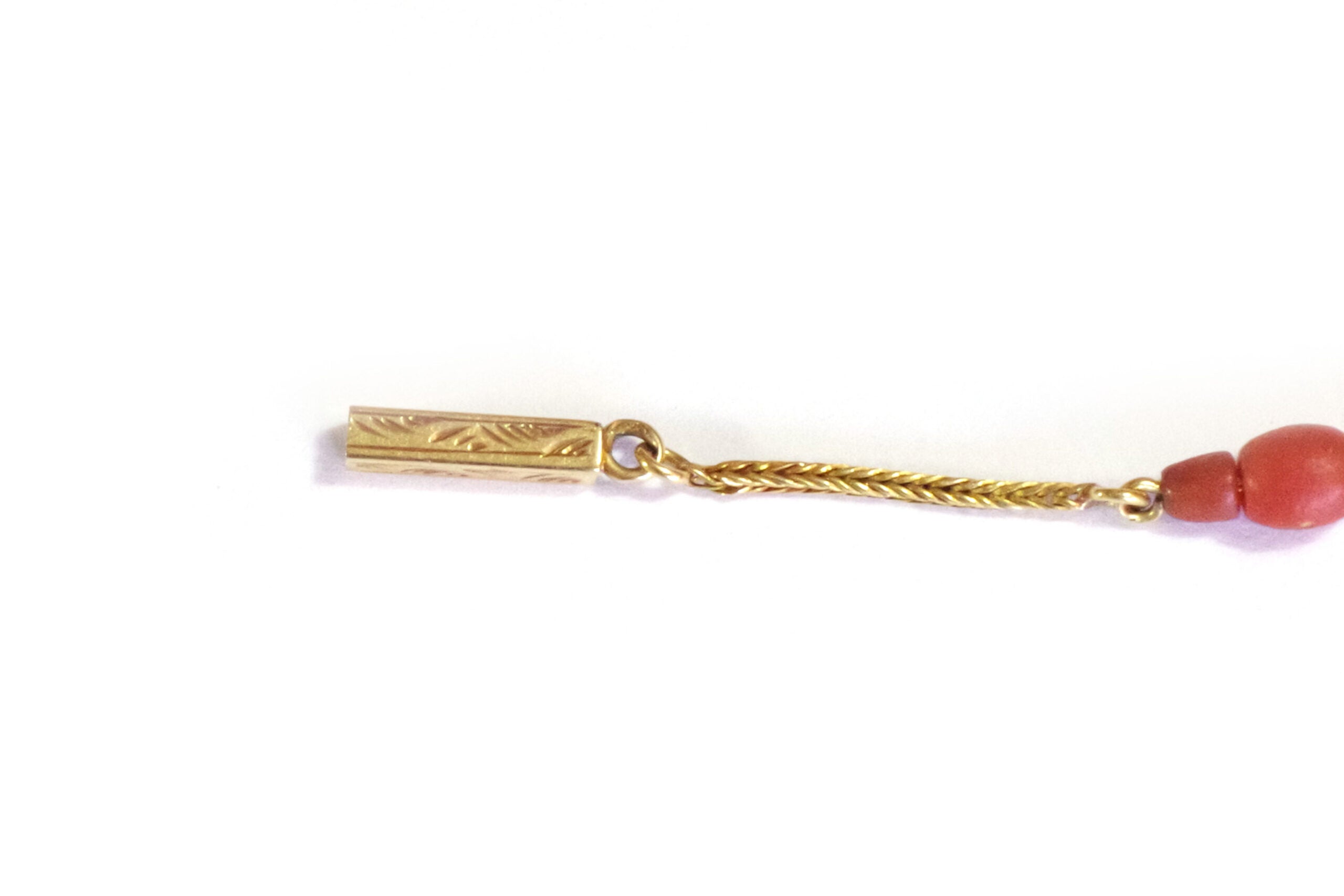 Antique coral cross gold necklace