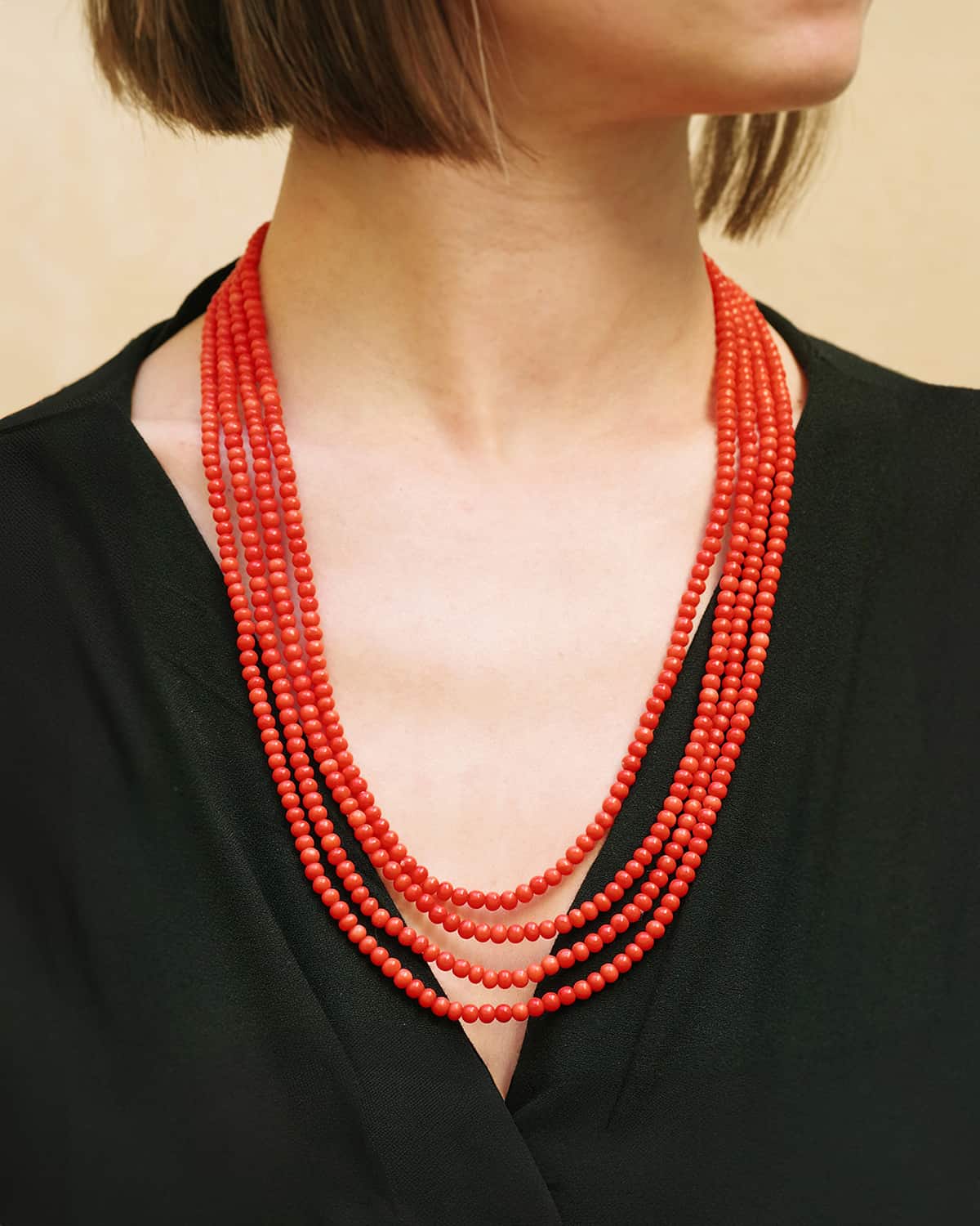 Collier sautoir perles corail