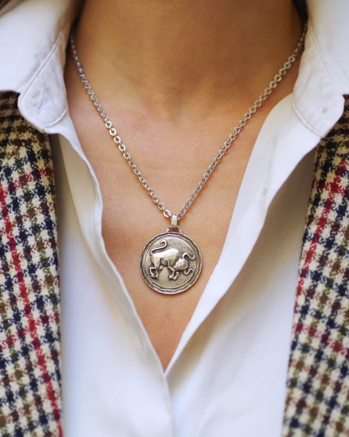 modernist Silver taurus pendant necklace