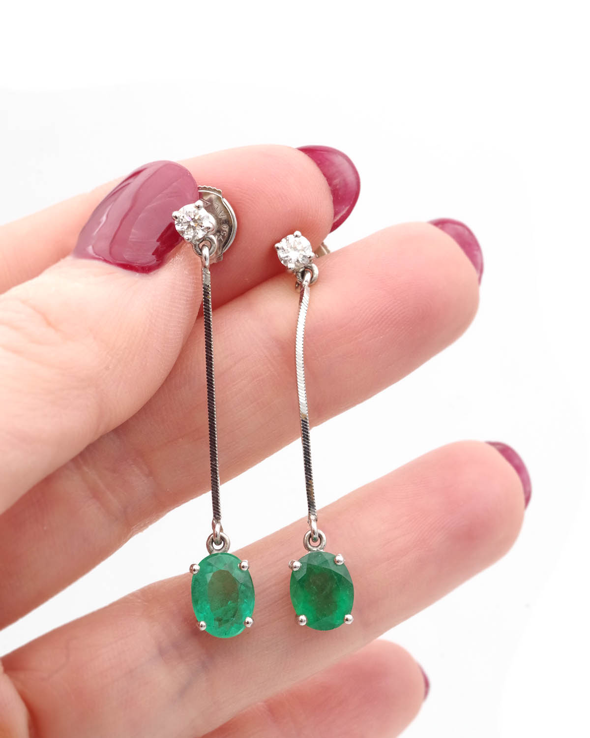 Pendants d'oreille émeraudes en or