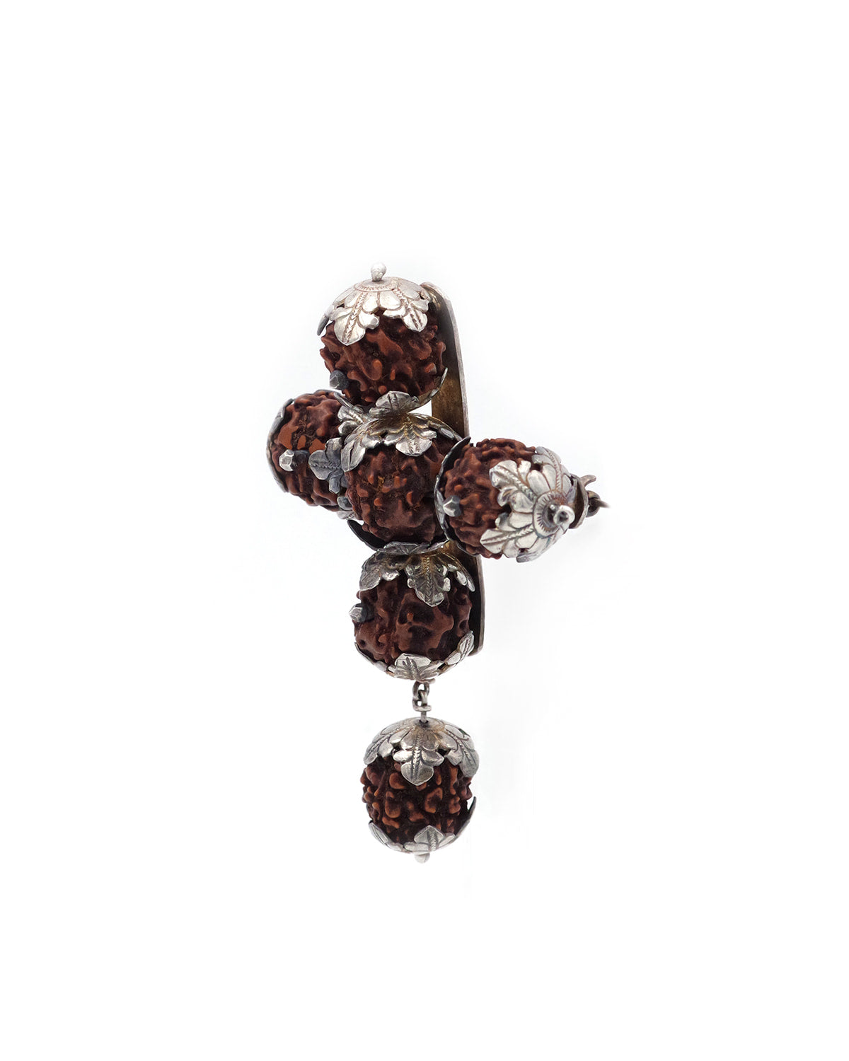 Indian Rudraksha silver cross brooch