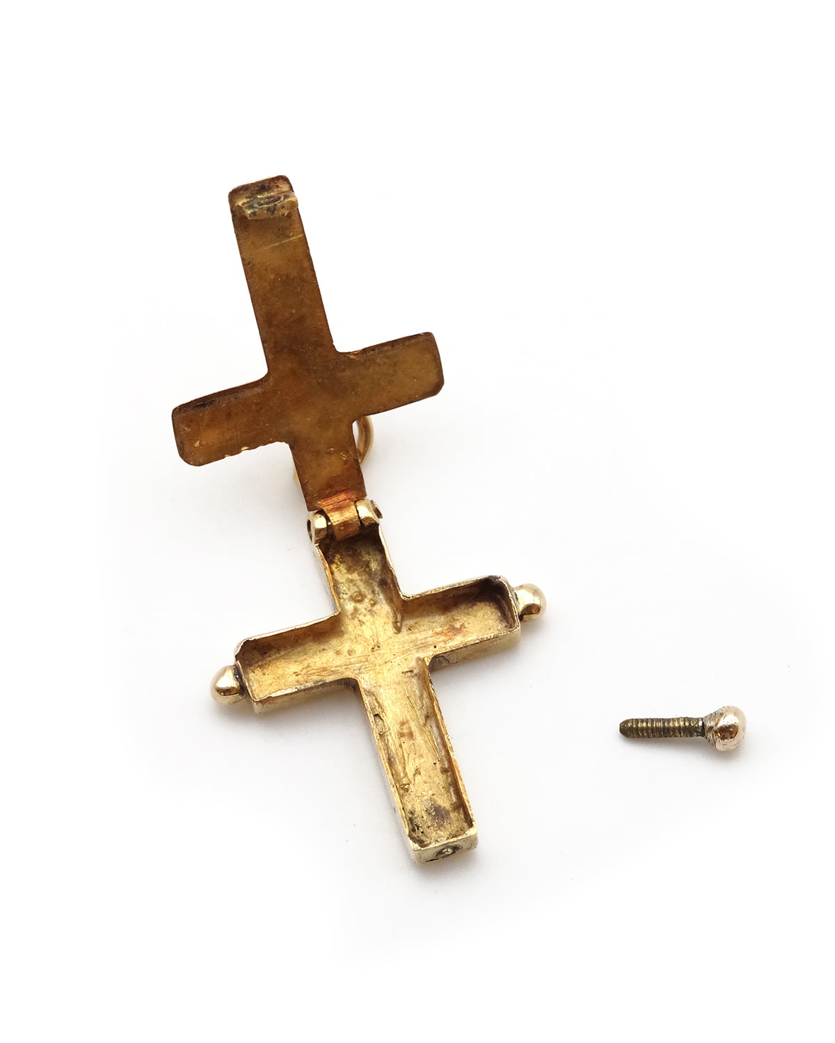 Reliquary cross gold pendant