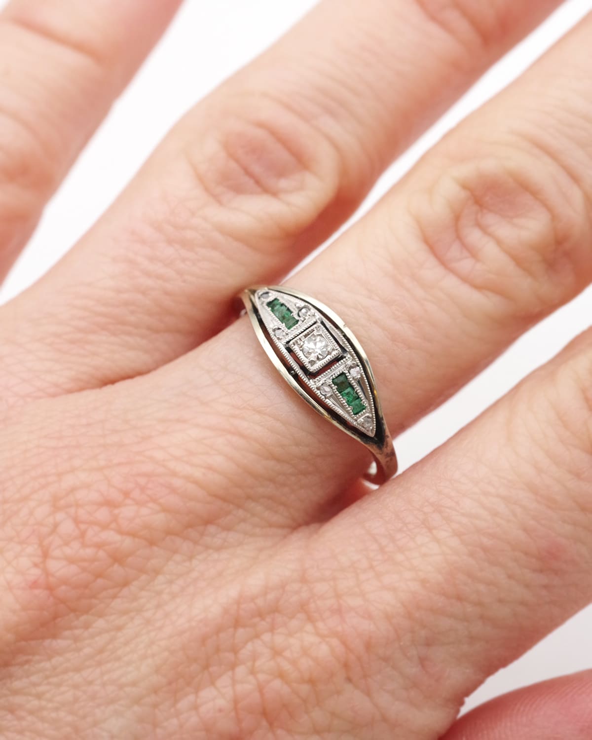 Diamond emerald band ring