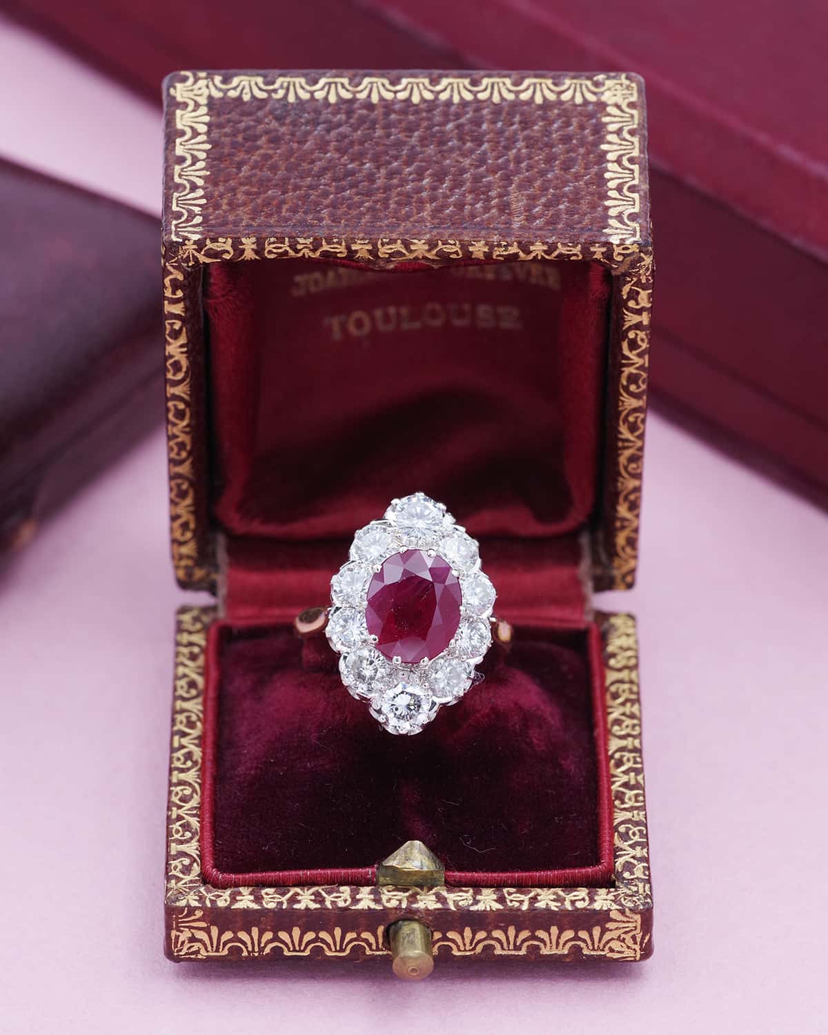 antique cluster ruby ring