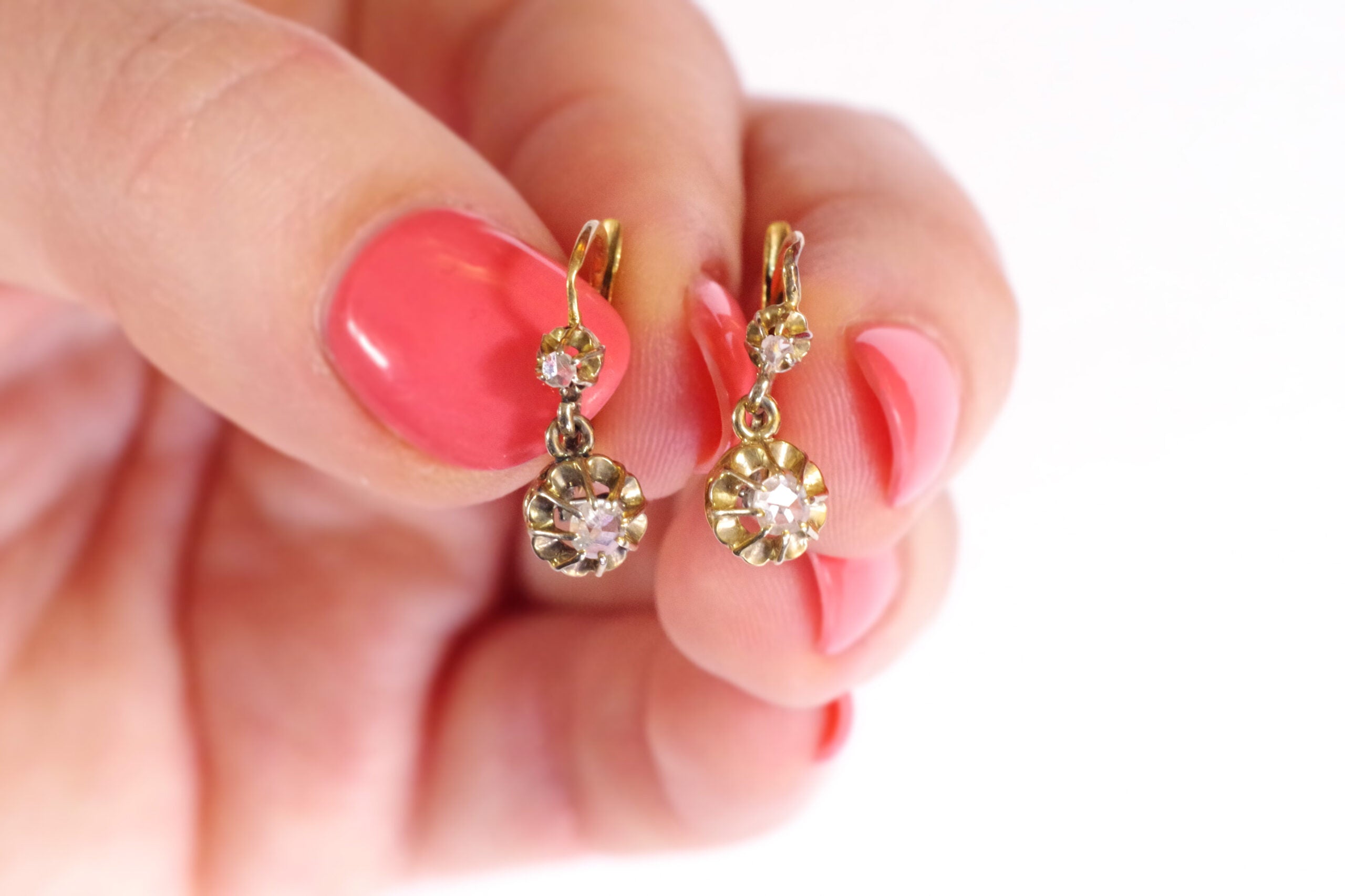 Gold diamond sleeper earrings