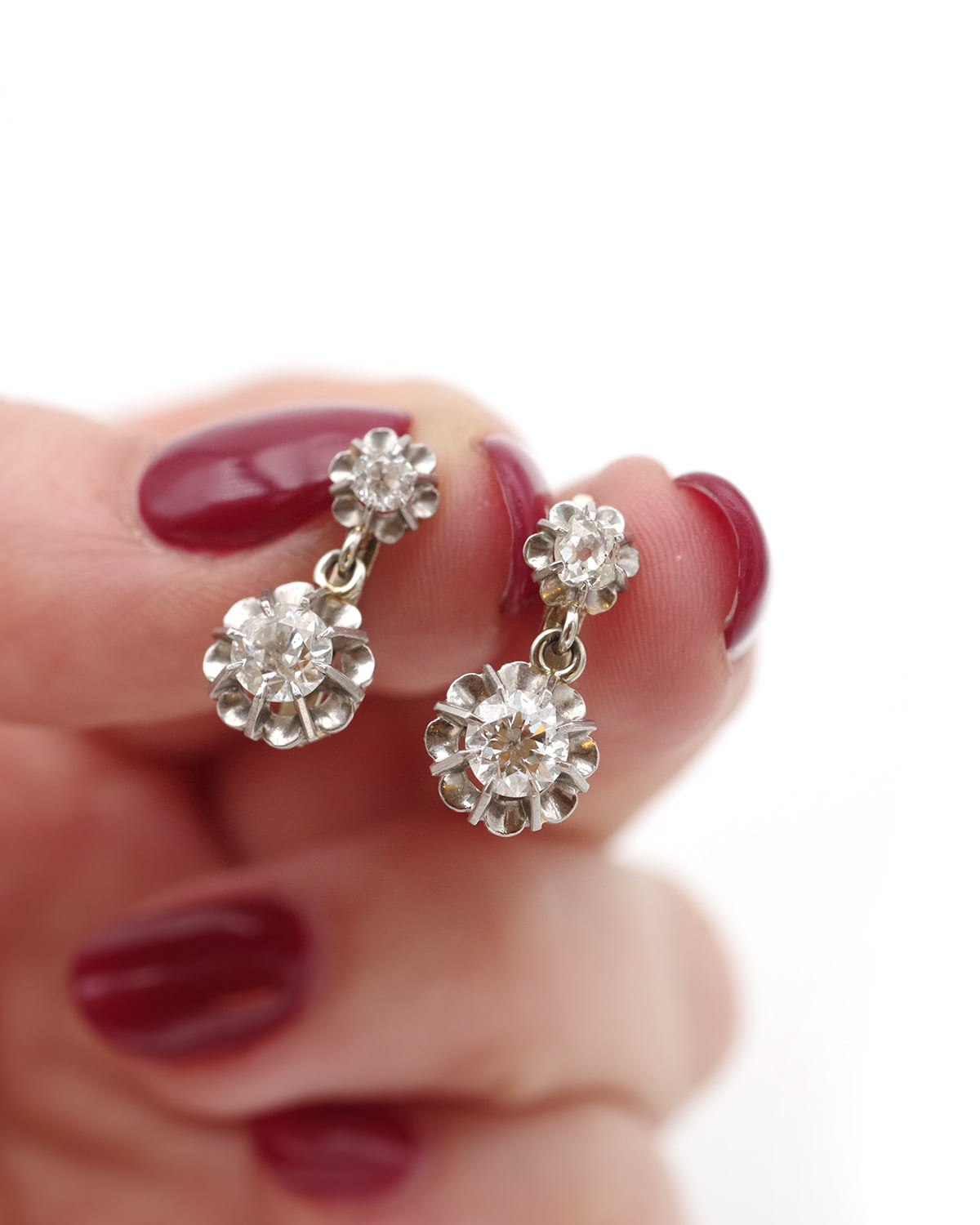 old mine cut diamond earrings