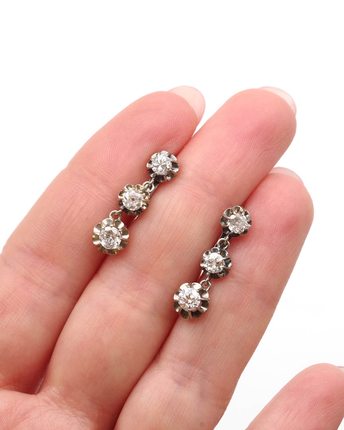 Boucles anciennes diamants 1 ct