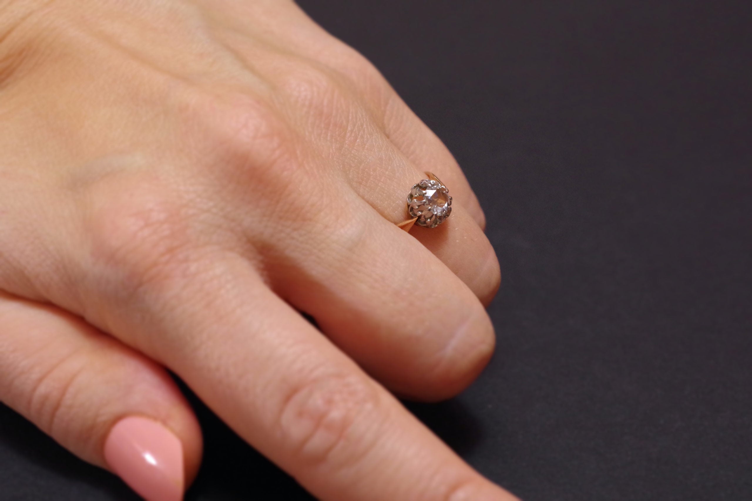 antique jewelry in Paris solitaire diamond ring dutch cut diamond