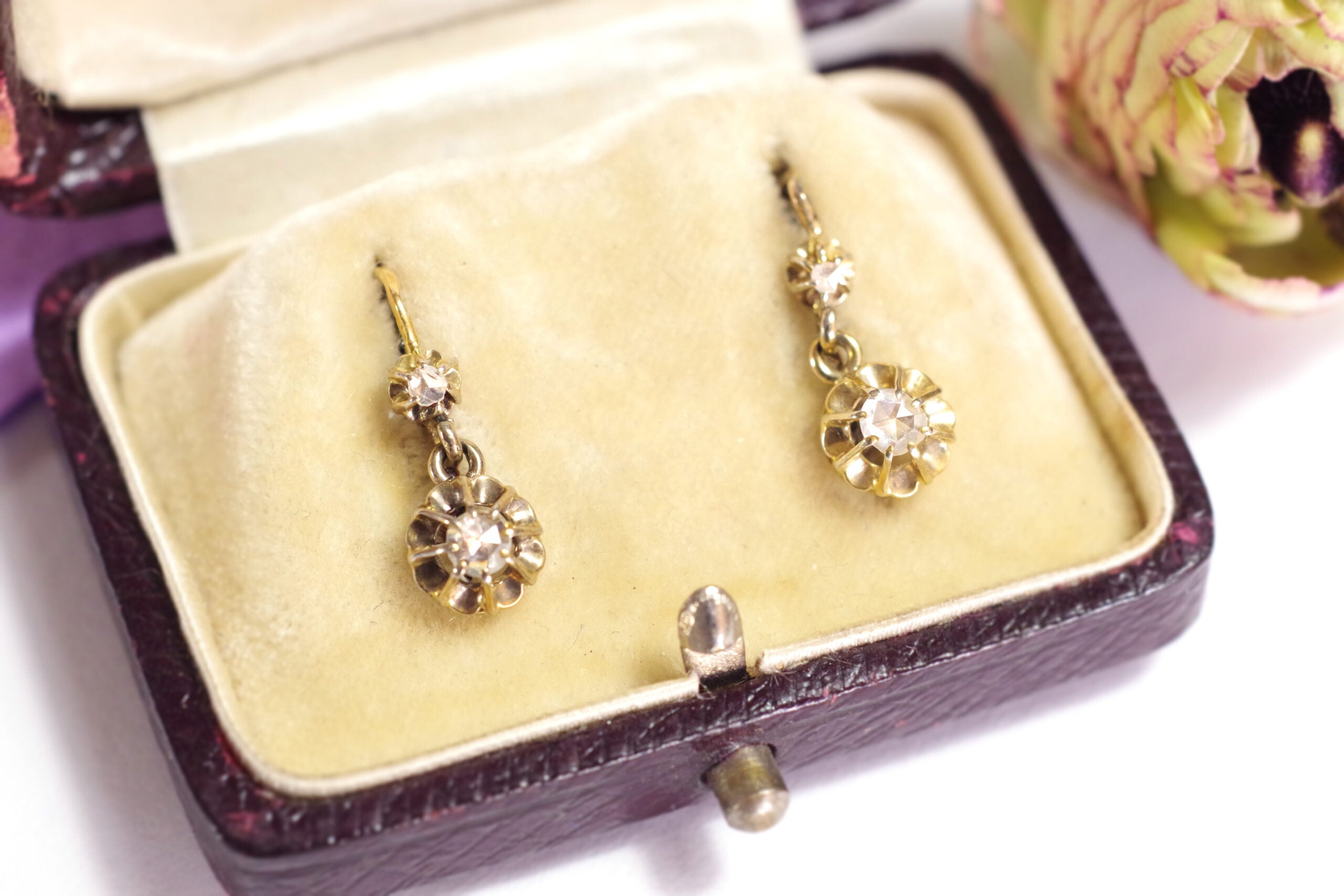 Gold diamond sleeper earrings