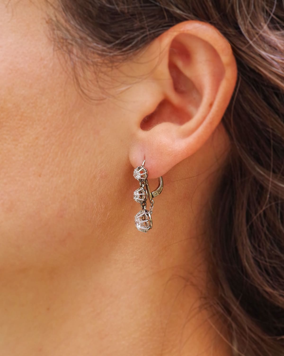 Edwardian diamond earrings in platinum