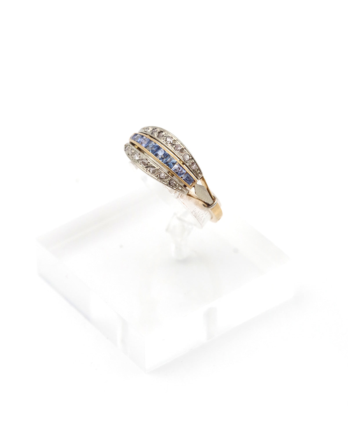 Bague jarretière Art Deco saphirs