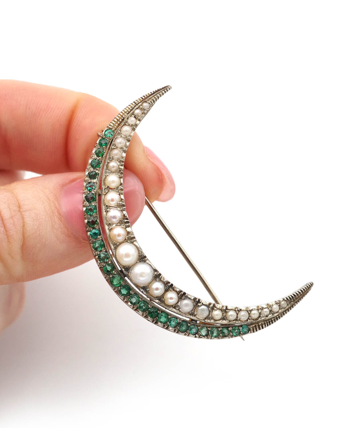 Celestial moon brooch in gold