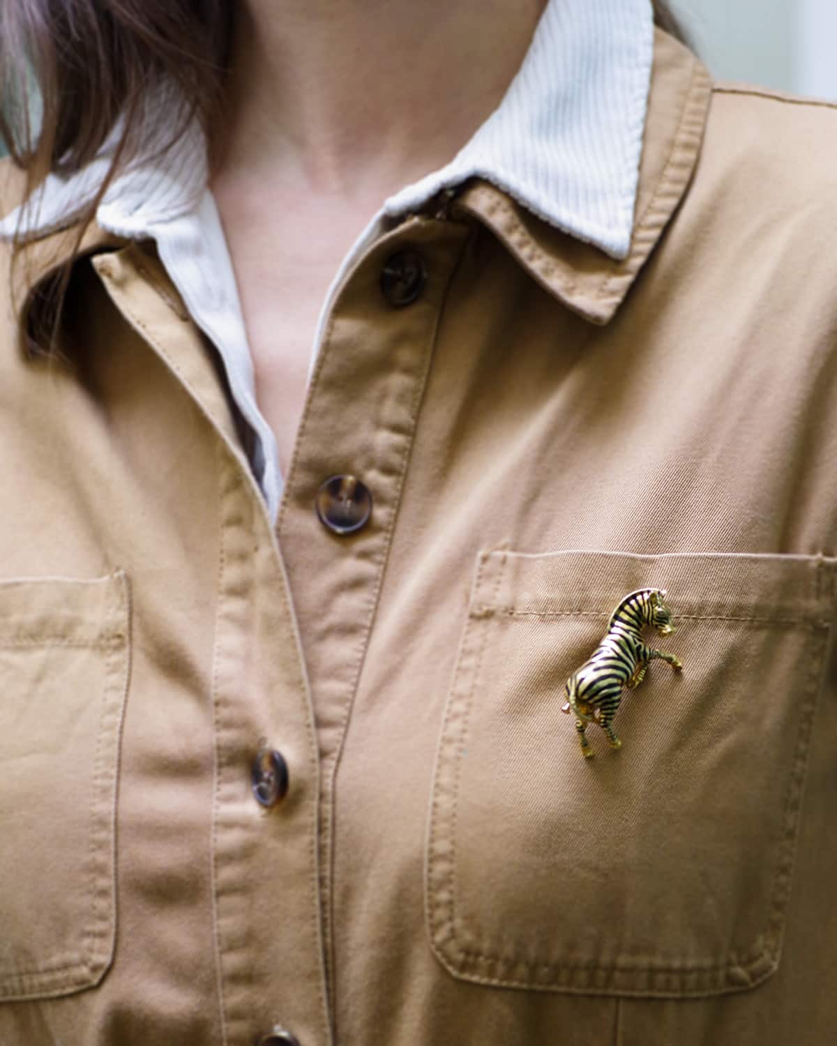 Zebra diamond brooch in gold