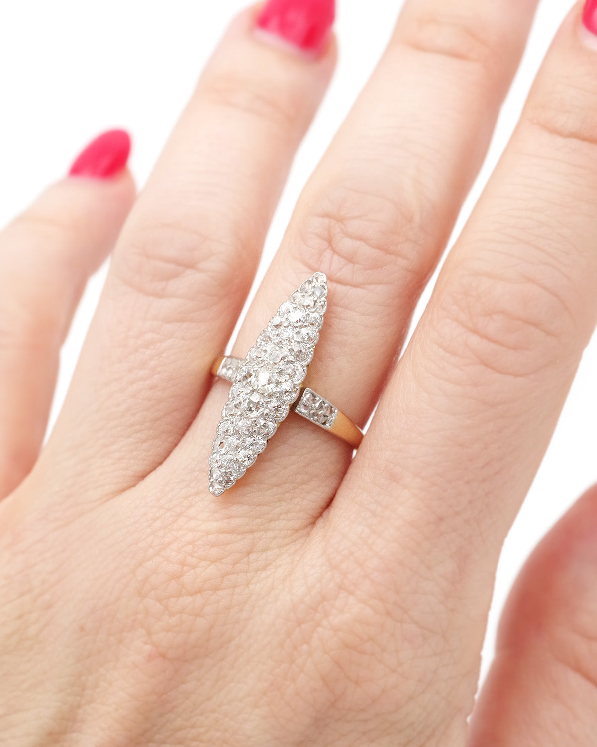 Bague marquise diamants