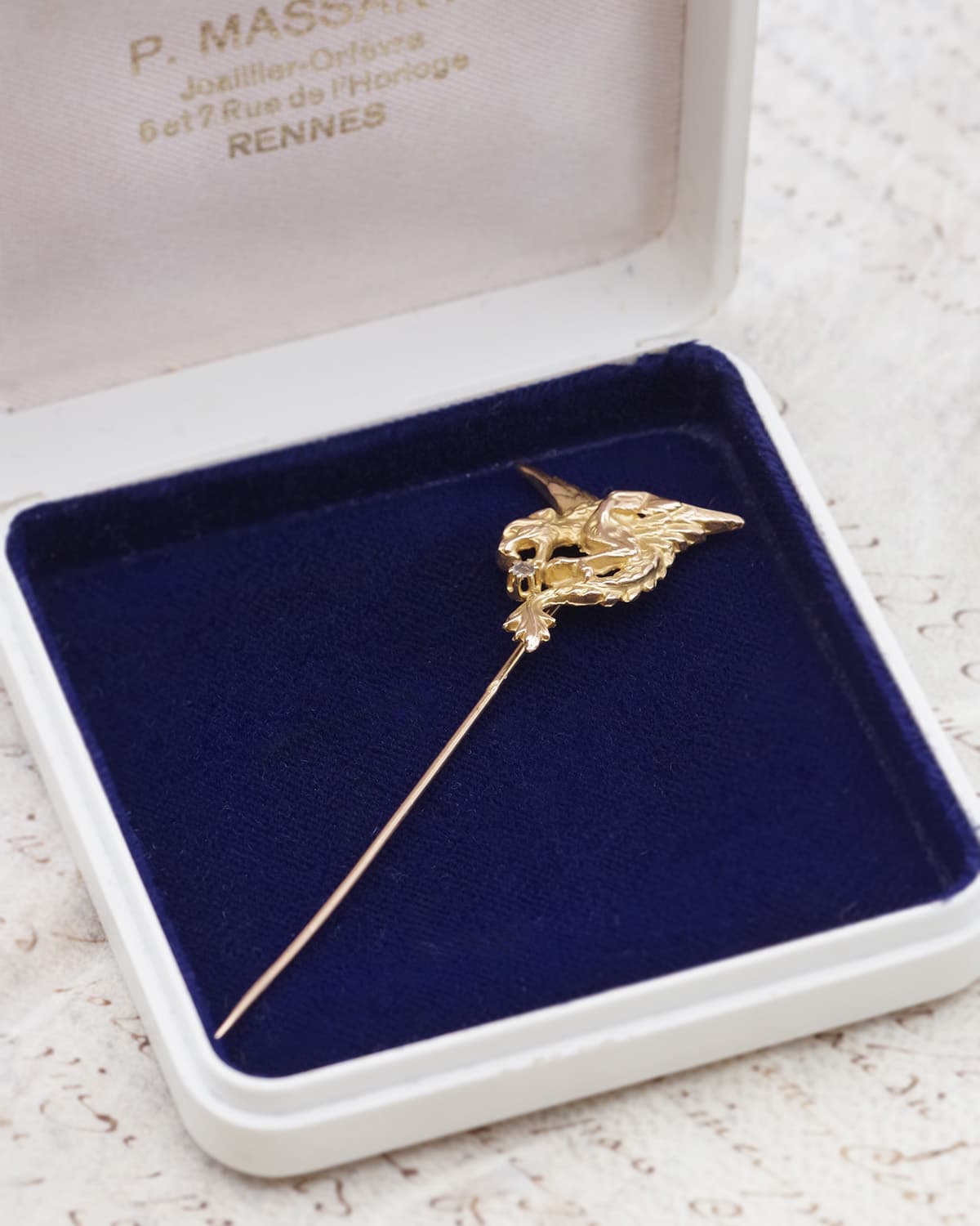 Diamond dragon tie pin